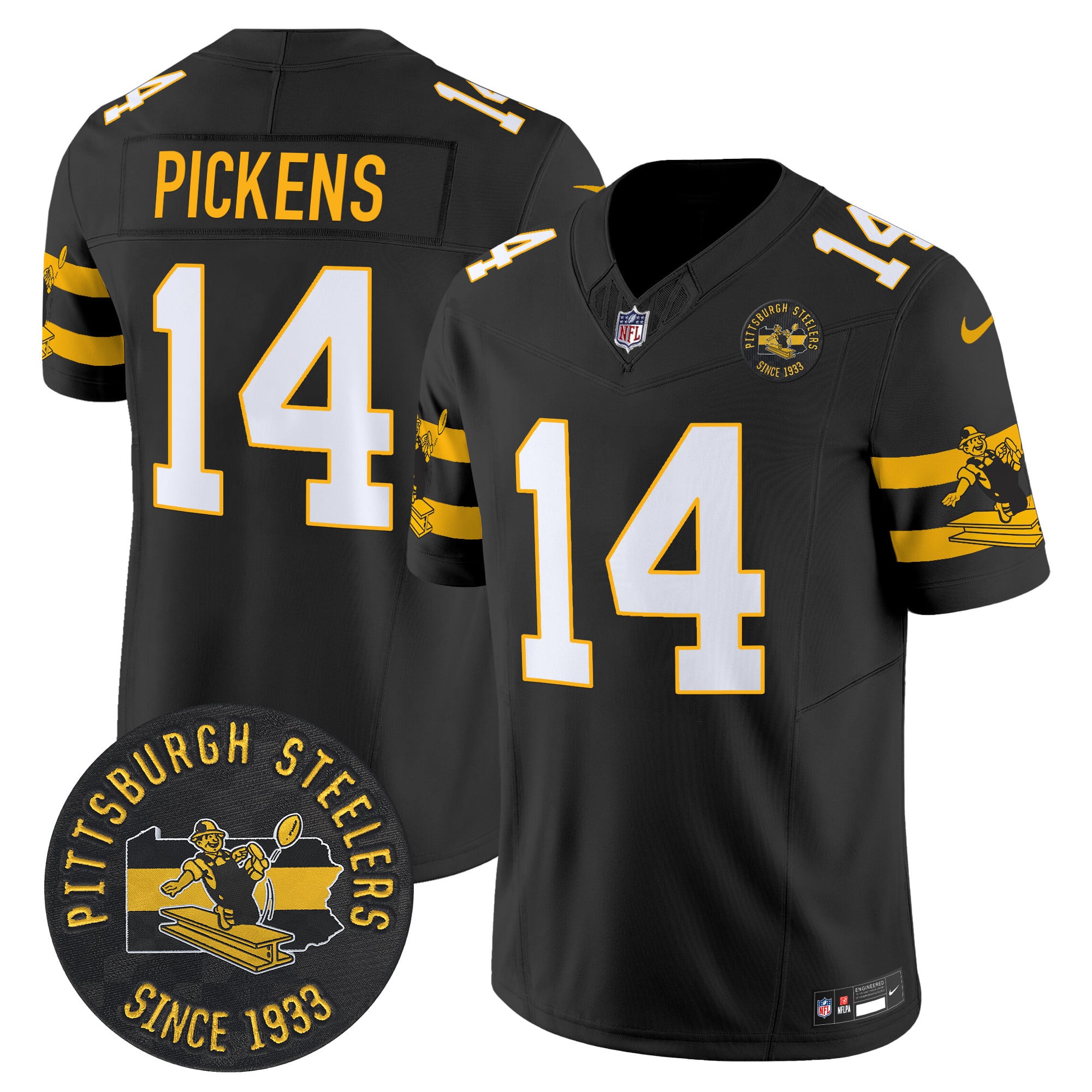 Men’s Pittsburgh Steelers Throwback 1933 Patch Vapor Limited Jersey – All Stitched