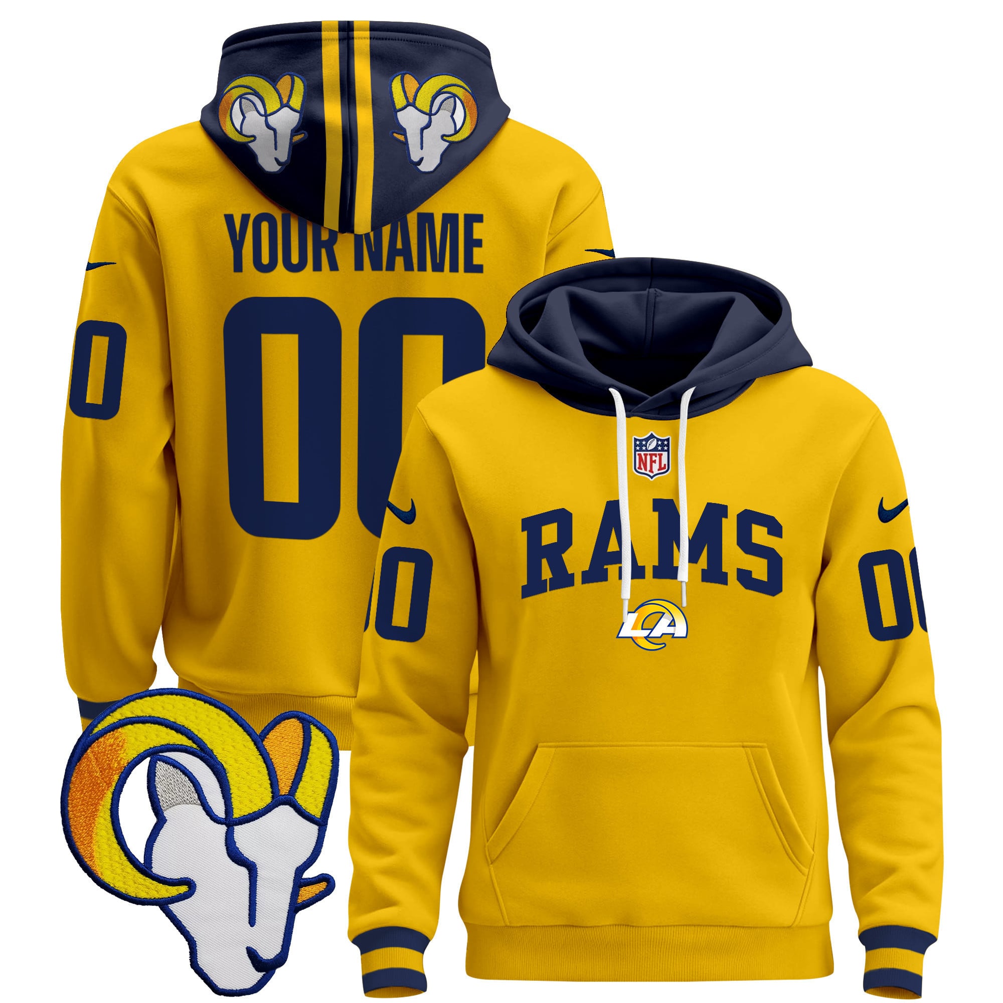 Los Angeles Rams 2024 Custom Pullover Hoodie V2