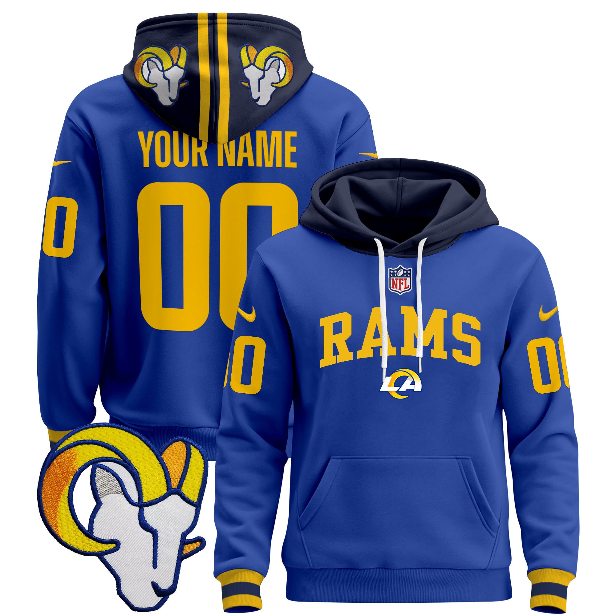 Los Angeles Rams 2024 Custom Pullover Hoodie V2