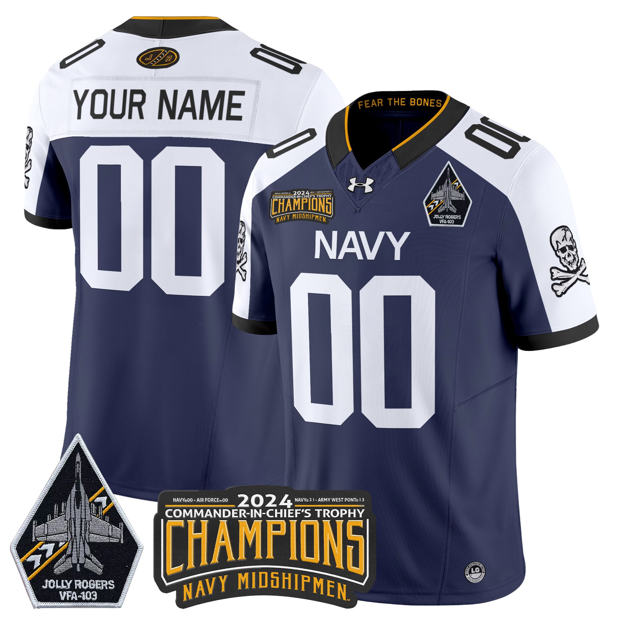 Navy Midshipmen 2024 Commander-In-Chief’s Trophy Champions Patch Vapor Limited Custom Jersey – All Stitched