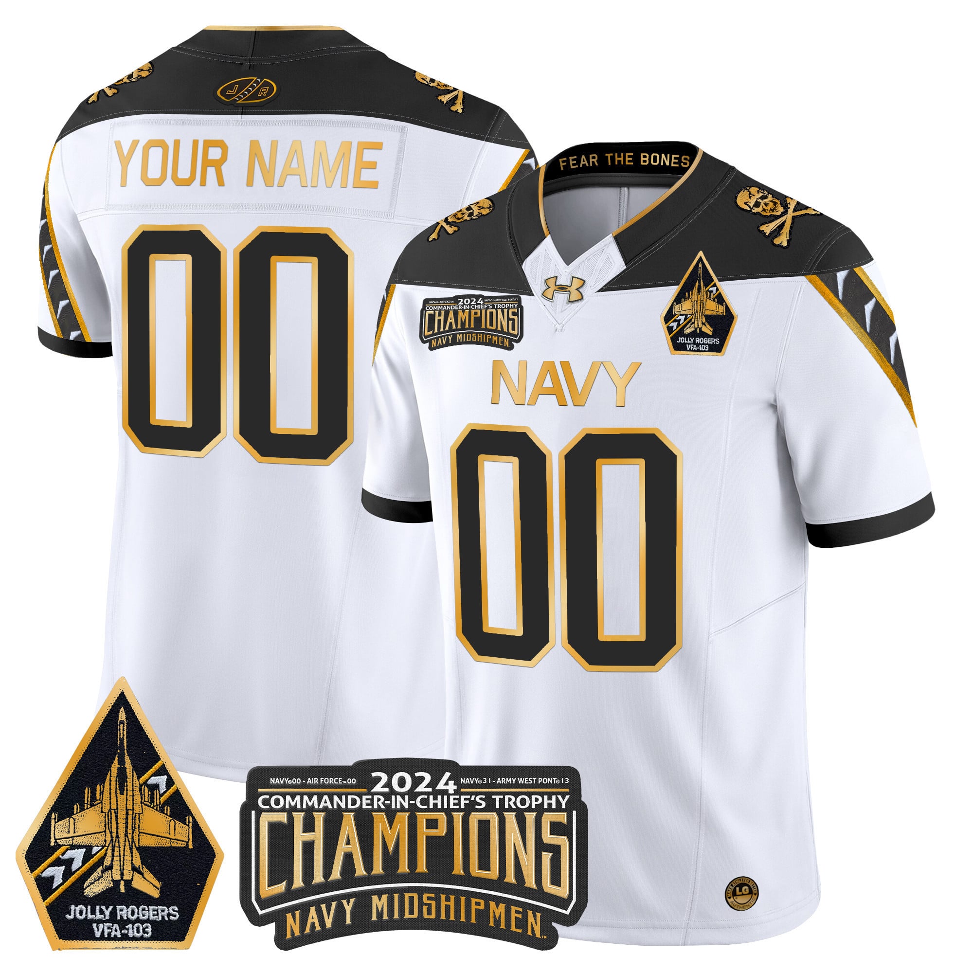 Navy Midshipmen 2024 Commander-In-Chief’s Trophy Champions Patch Gold Vapor Limited Custom Jersey – All Stitched