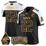 Men’s Navy Midshipmen 2024 Commander-In-Chief’s Trophy Champions Patch Gold Vapor Limited Jersey – All Stitched