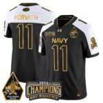 Men’s Navy Midshipmen 2024 Commander-In-Chief’s Trophy Champions Patch Gold Vapor Limited Jersey – All Stitched