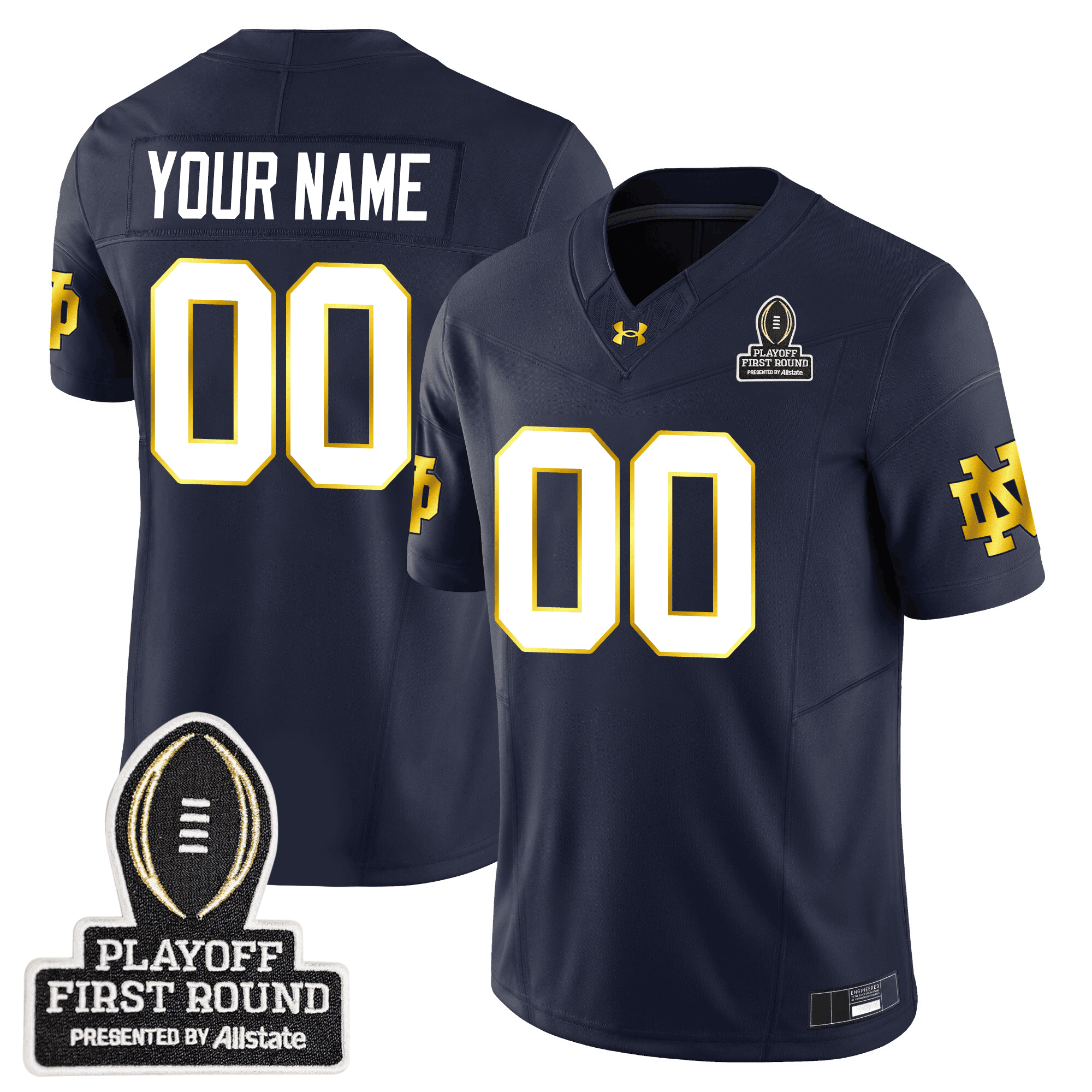 Custom Notre Dame Fighting Irish 24/25 Jersey – CFP First Round Patch