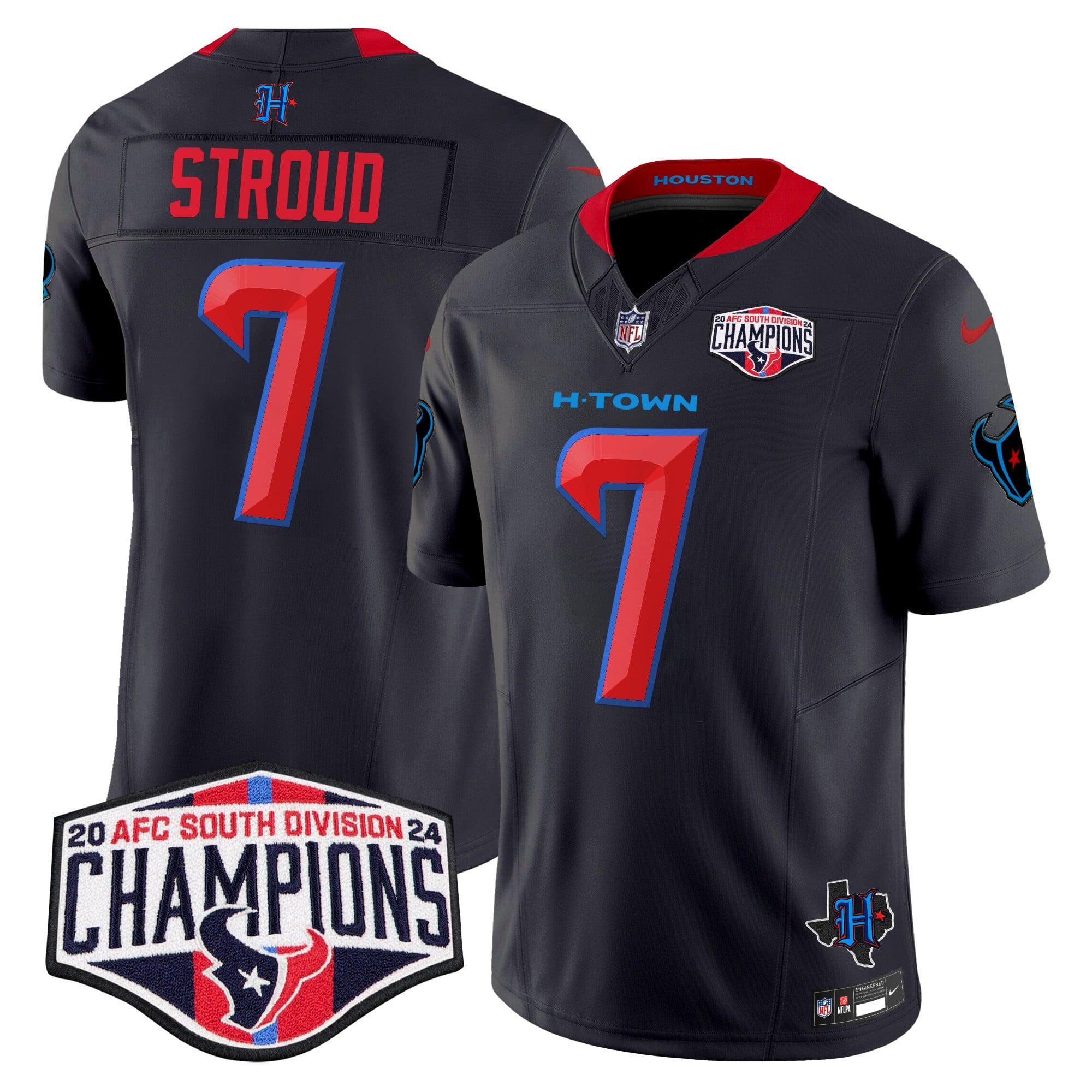 Men’s Houston Texans 2024 AFC South Division Champions Patch Vapor Limited Jersey – All Stitched