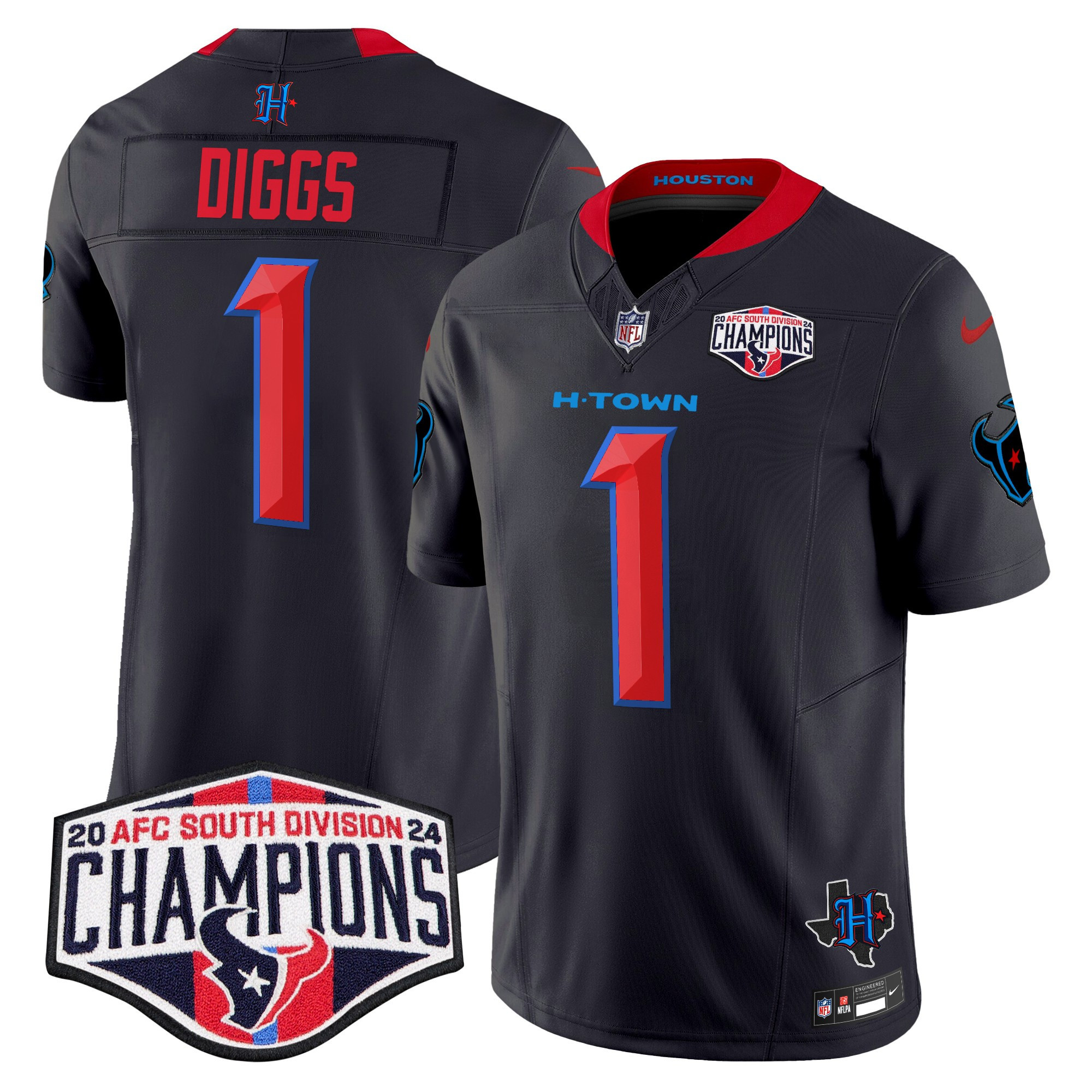 Men’s Houston Texans 2024 AFC South Division Champions Patch Vapor Limited Jersey – All Stitched