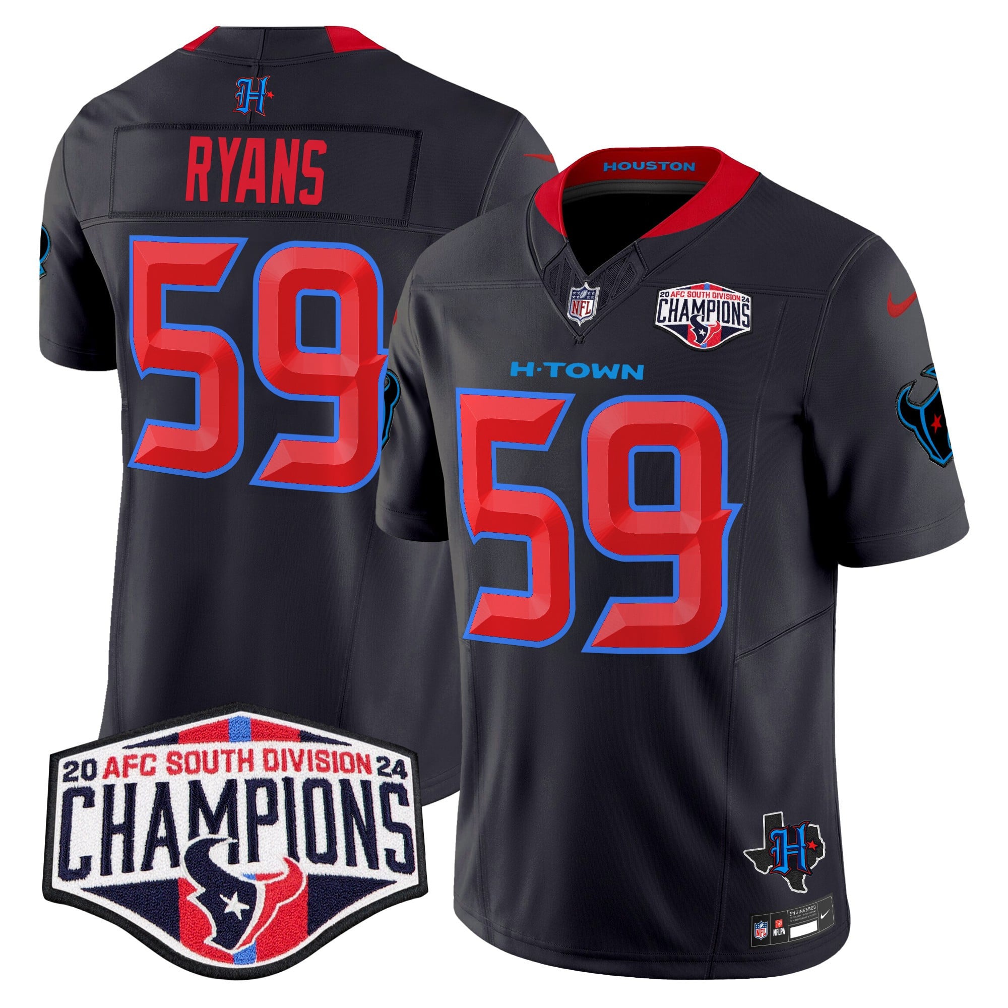 Men’s Houston Texans 2024 AFC South Division Champions Patch Vapor Limited Jersey – All Stitched