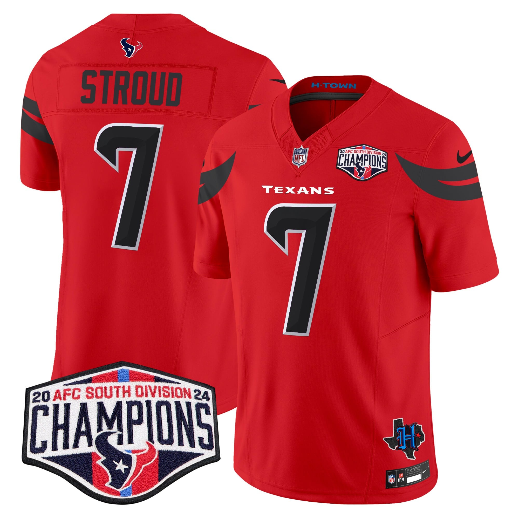 Men’s Houston Texans 2024 AFC South Division Champions Patch Vapor Limited Jersey – All Stitched