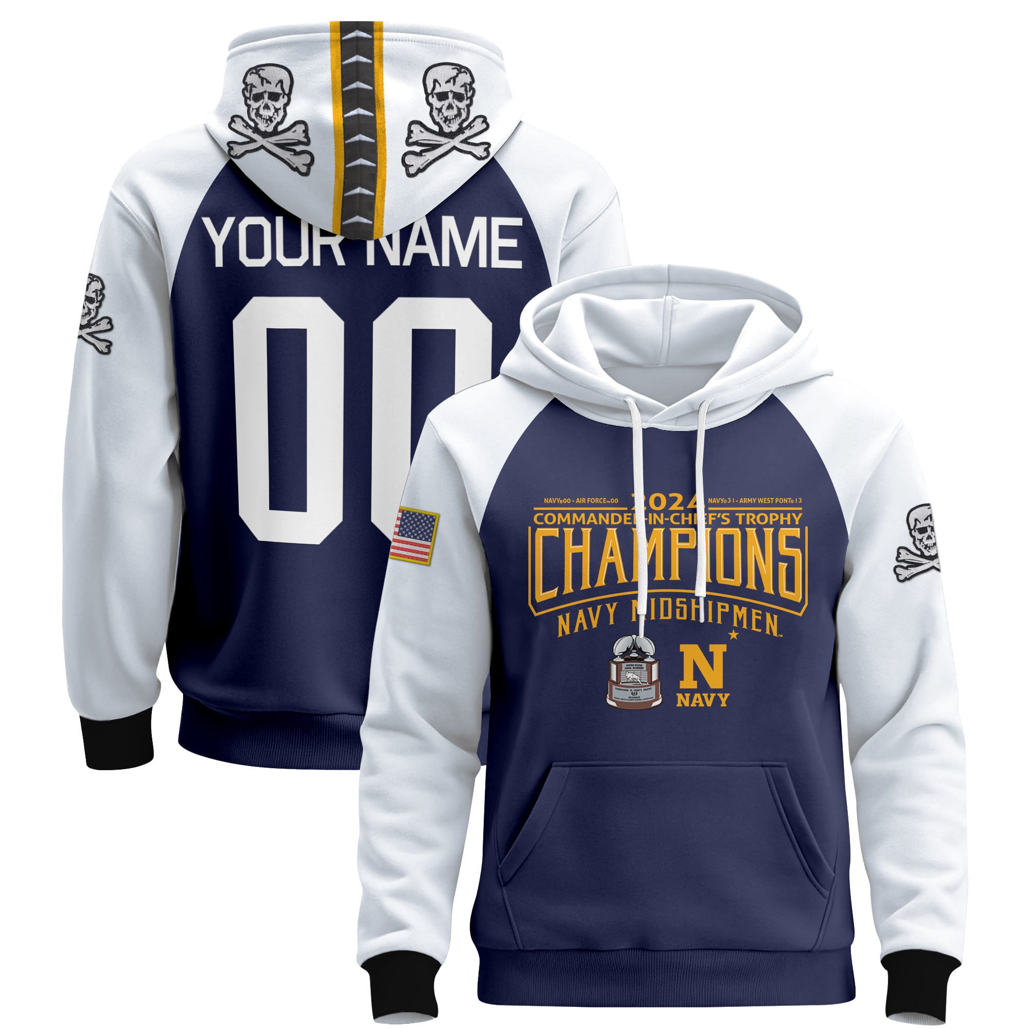 Navy Midshipmen 2024 Commander-In-Chief’s Trophy Champions Patch Custom Pullover Hoodie – All Printed