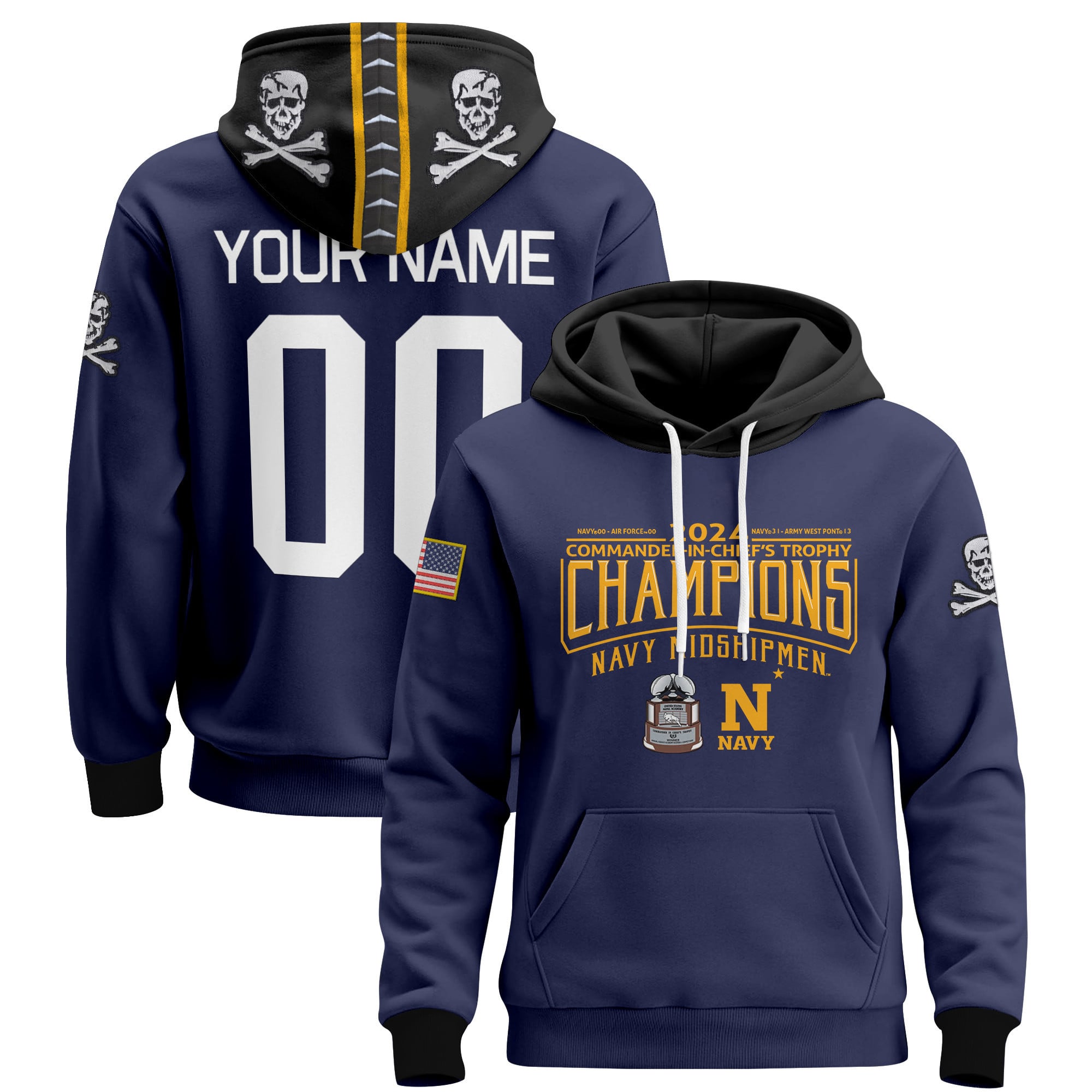 Navy Midshipmen 2024 Commander-In-Chief’s Trophy Champions Patch Custom Pullover Hoodie – All Printed