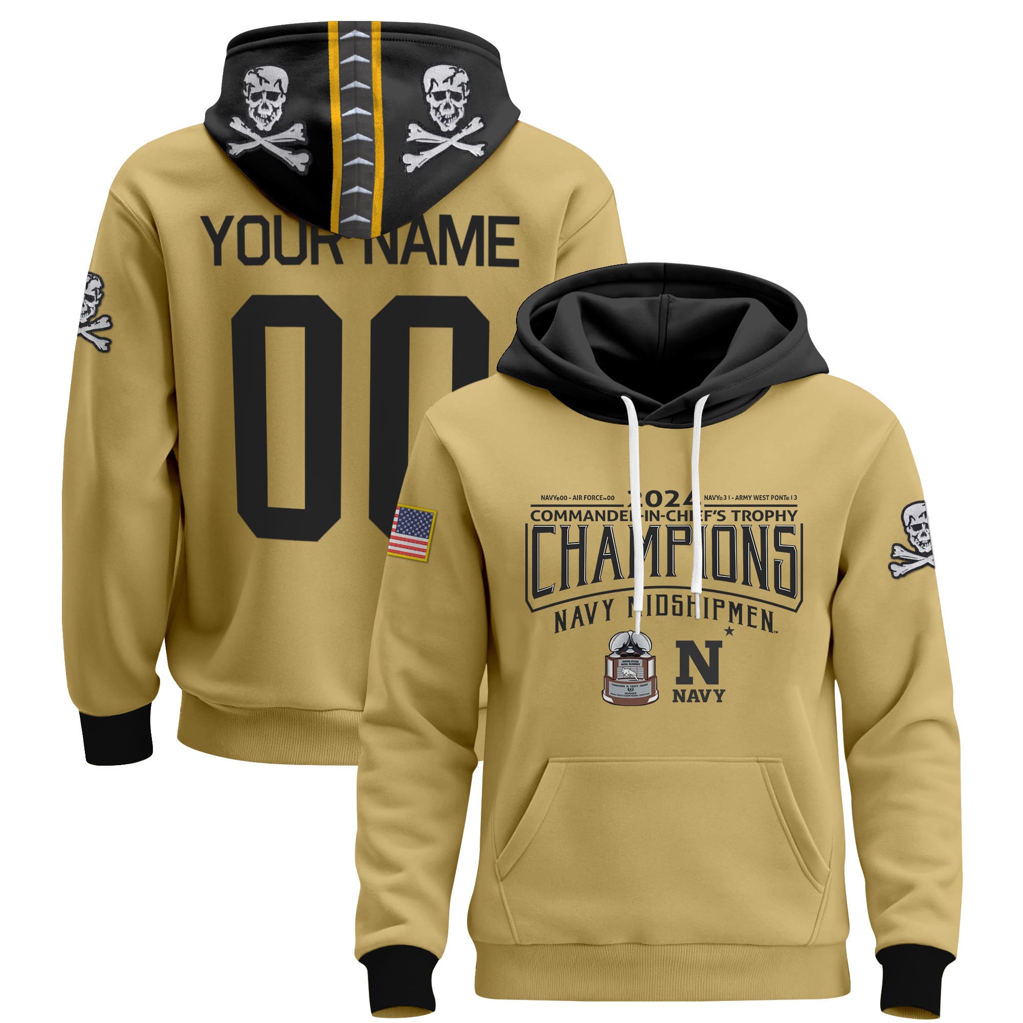 Navy Midshipmen 2024 Commander-In-Chief’s Trophy Champions Patch Custom Pullover Hoodie – All Printed