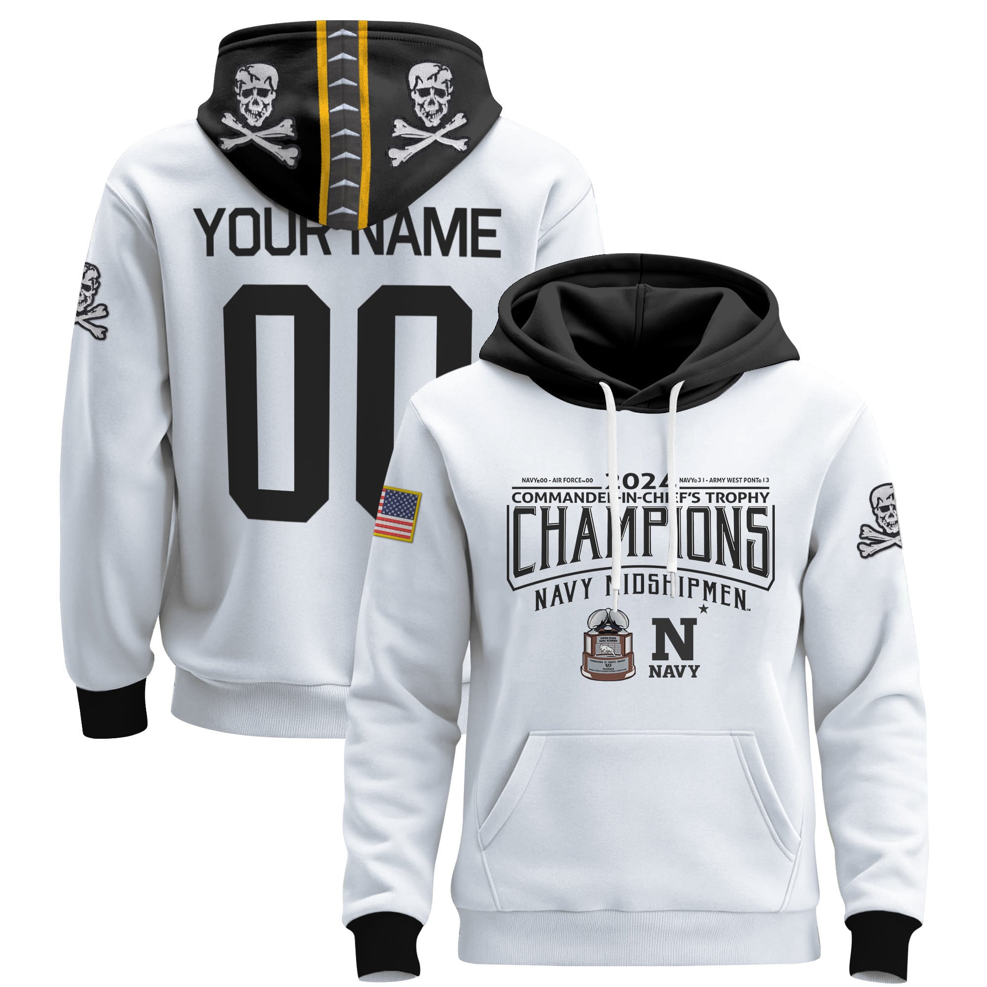 Navy Midshipmen 2024 Commander-In-Chief’s Trophy Champions Patch Custom Pullover Hoodie – All Printed