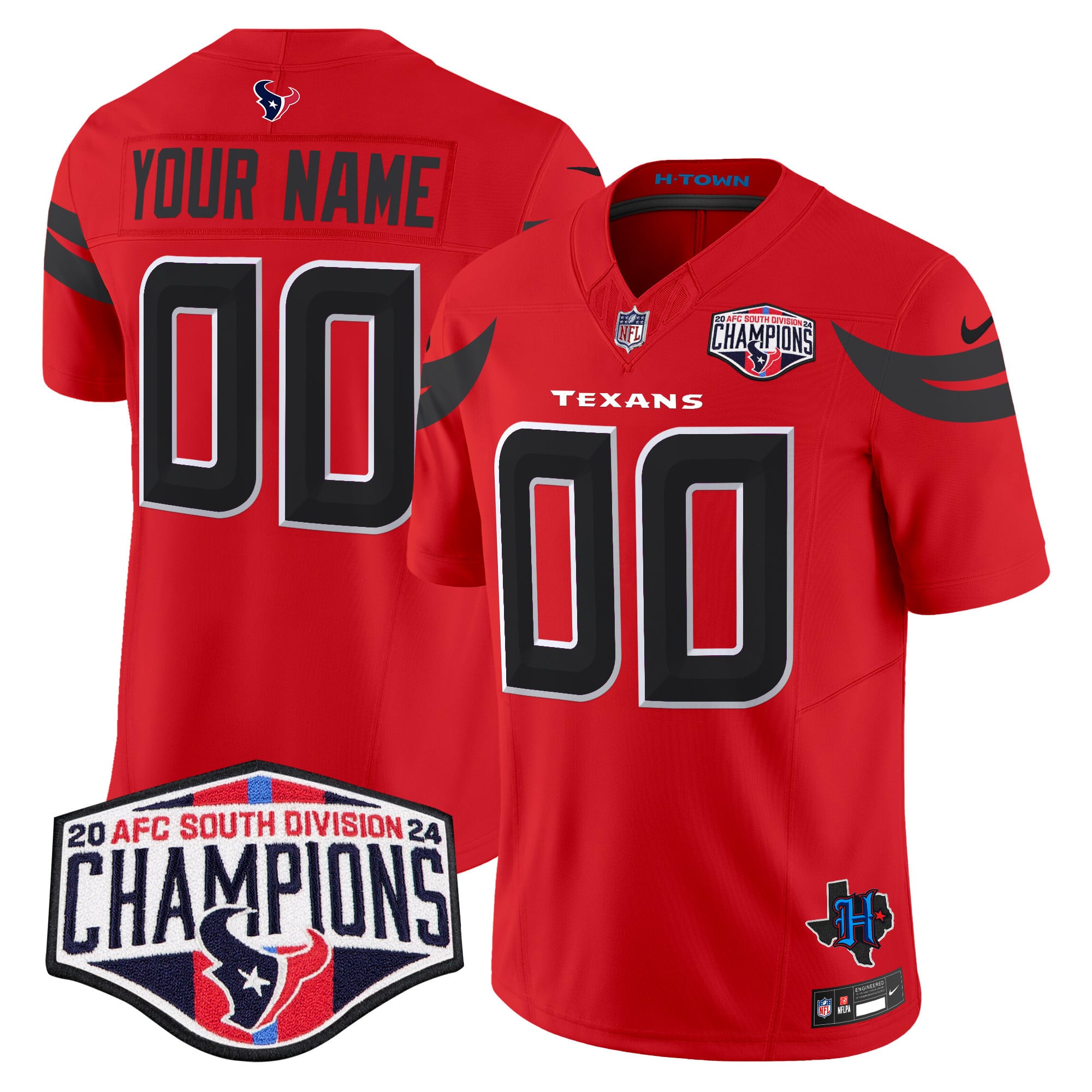 Houston Texans 2024 AFC South Division Champions Patch Vapor Limited Custom Jersey – All Stitched