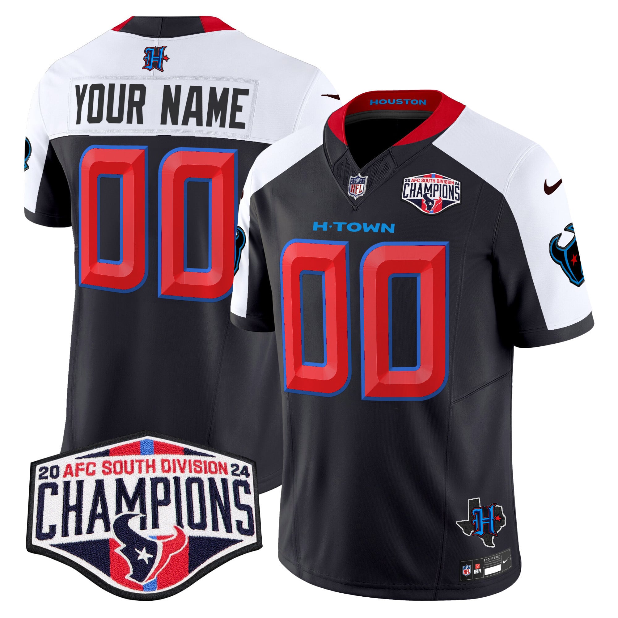 Houston Texans 2024 AFC South Division Champions Patch Vapor Limited Custom Jersey – All Stitched
