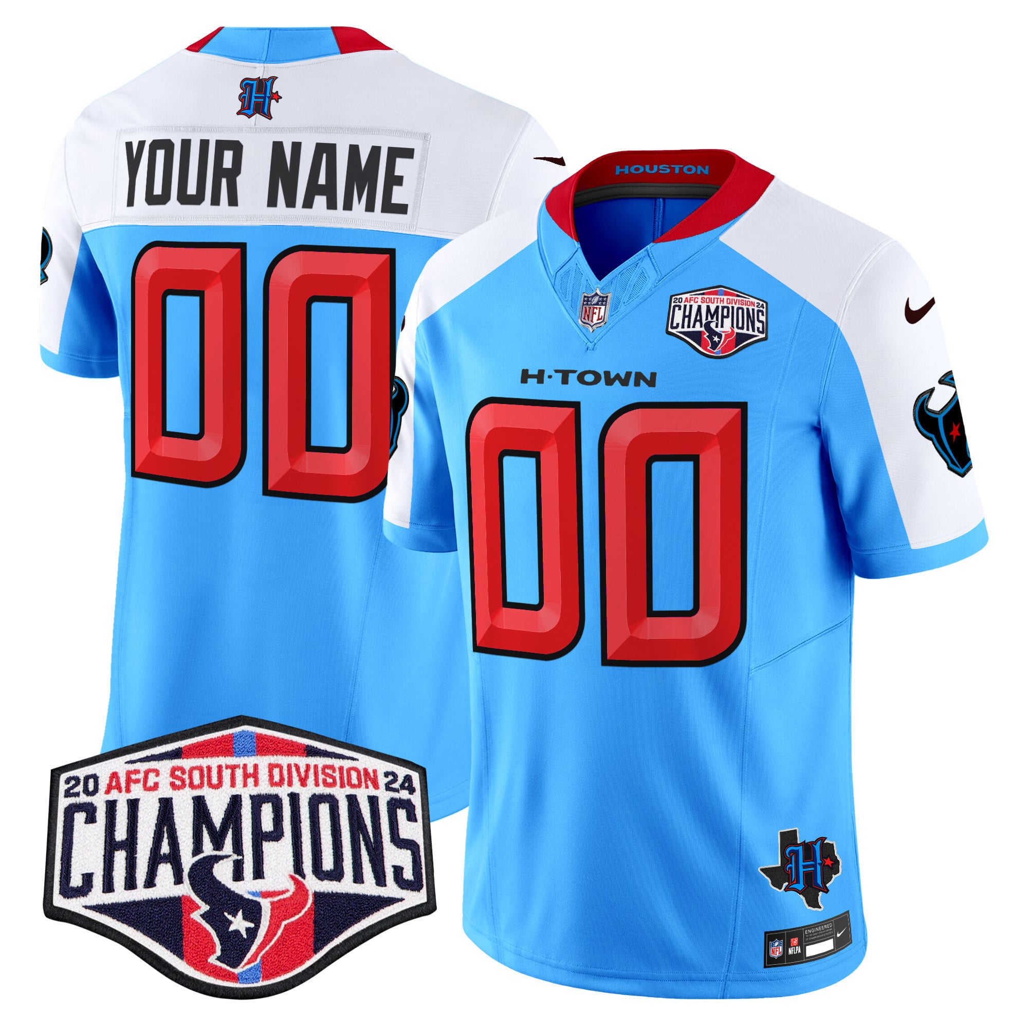 Houston Texans 2024 AFC South Division Champions Patch Vapor Limited Custom Jersey – All Stitched