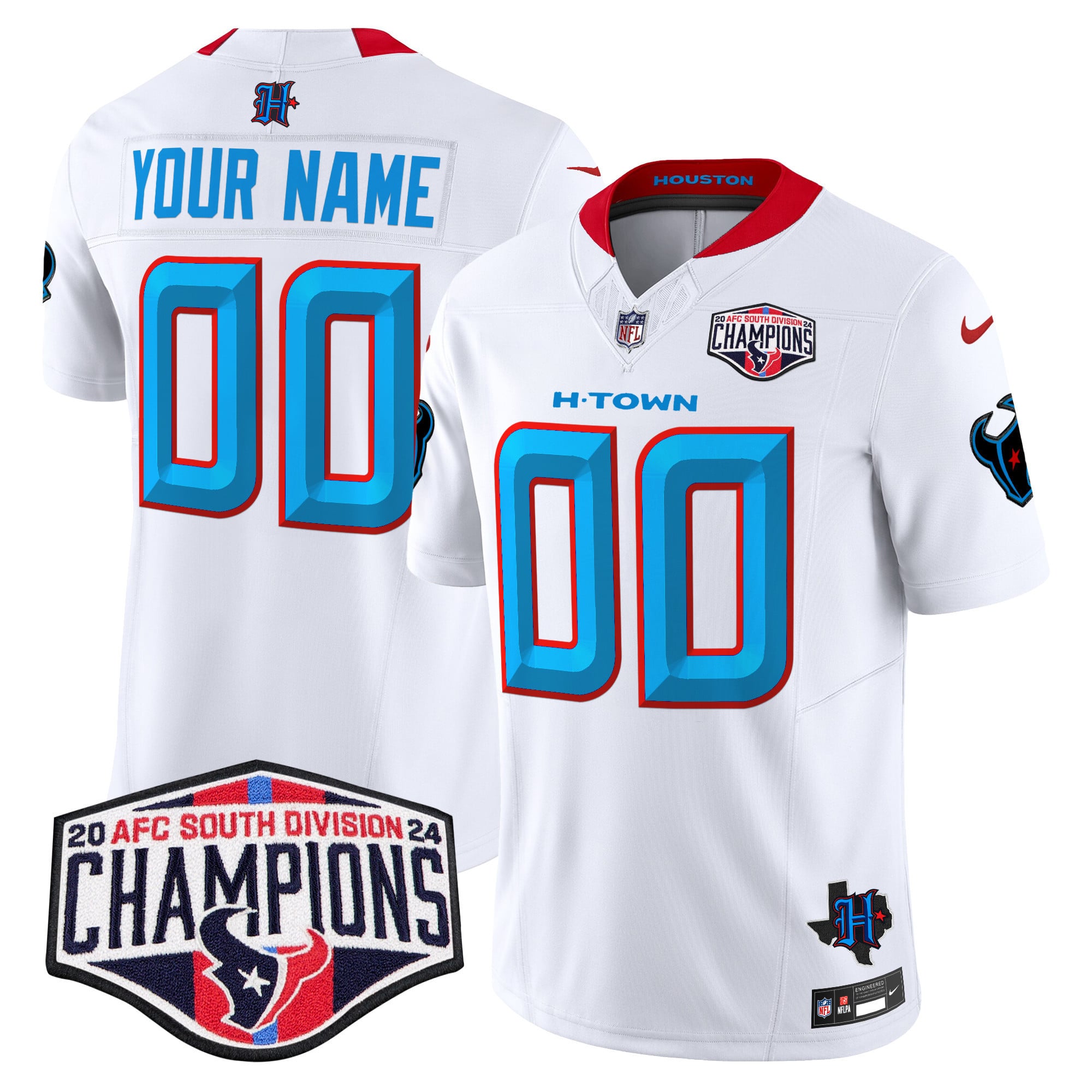 Houston Texans 2024 AFC South Division Champions Patch Vapor Limited Custom Jersey – All Stitched