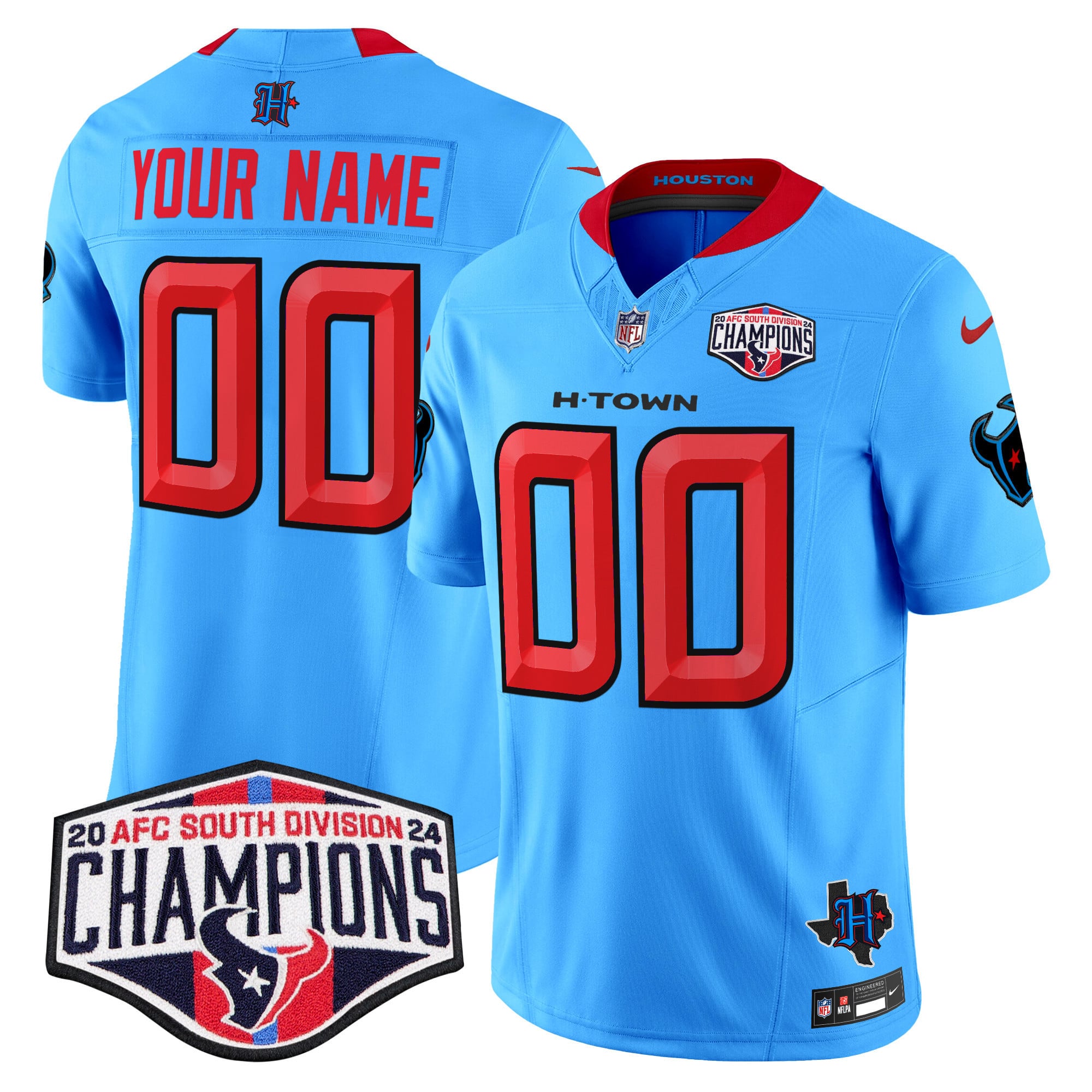 Houston Texans 2024 AFC South Division Champions Patch Vapor Limited Custom Jersey – All Stitched