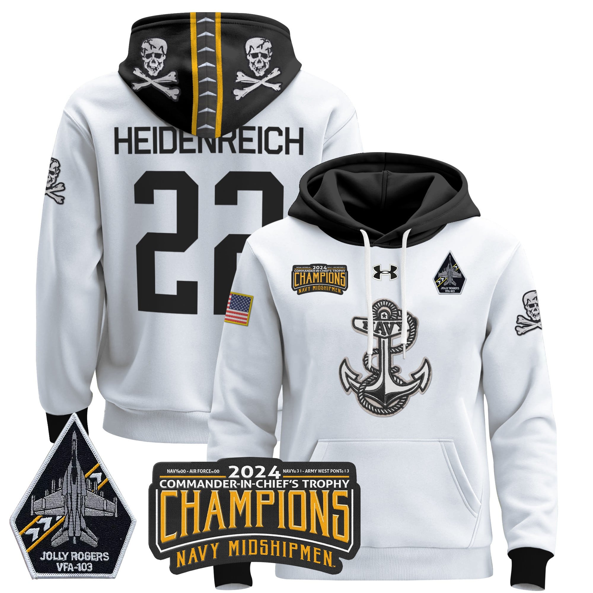 Navy Midshipmen 2024 Commander-In-Chief’s Trophy Champions Patch Pullover Hoodie