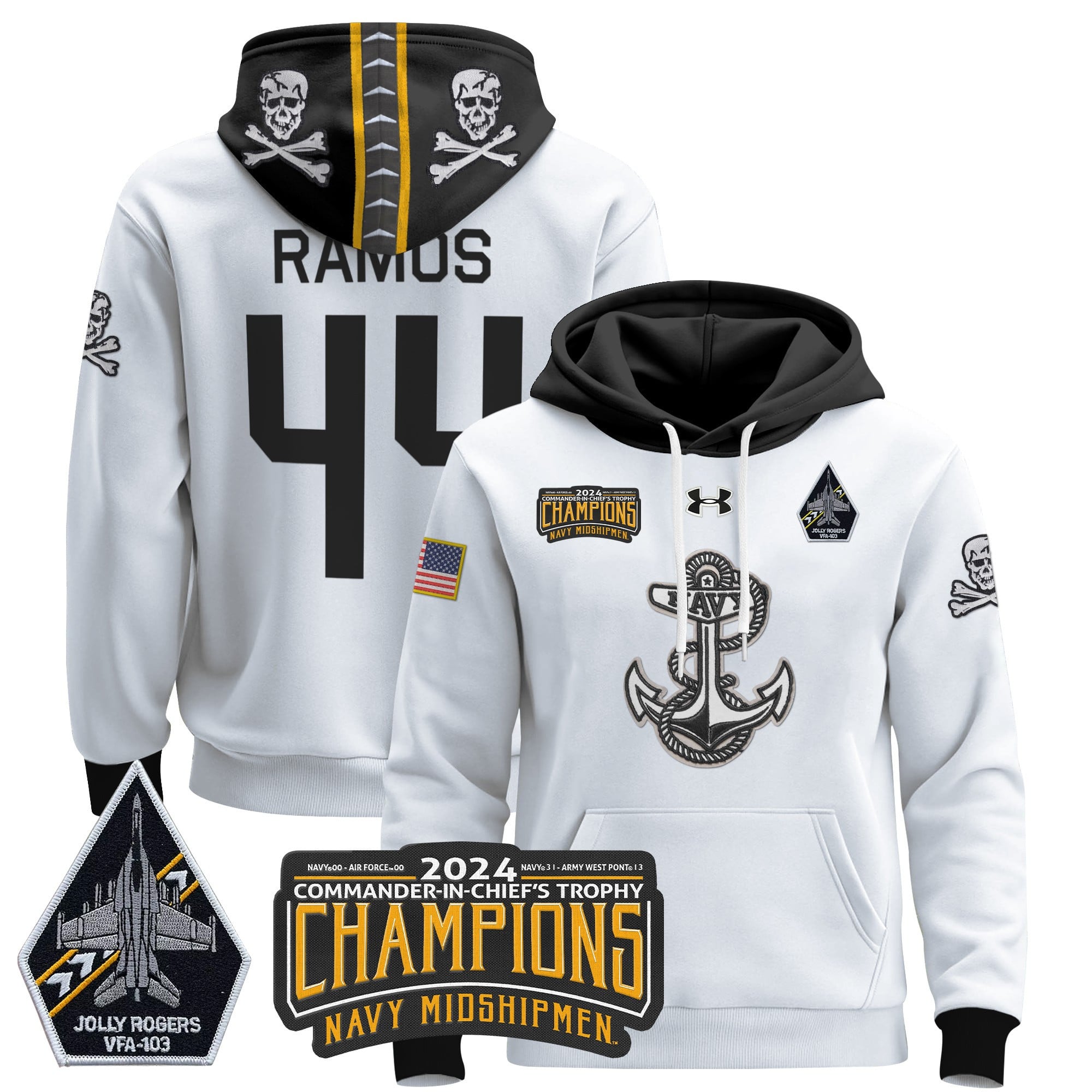 Navy Midshipmen 2024 Commander-In-Chief’s Trophy Champions Patch Pullover Hoodie