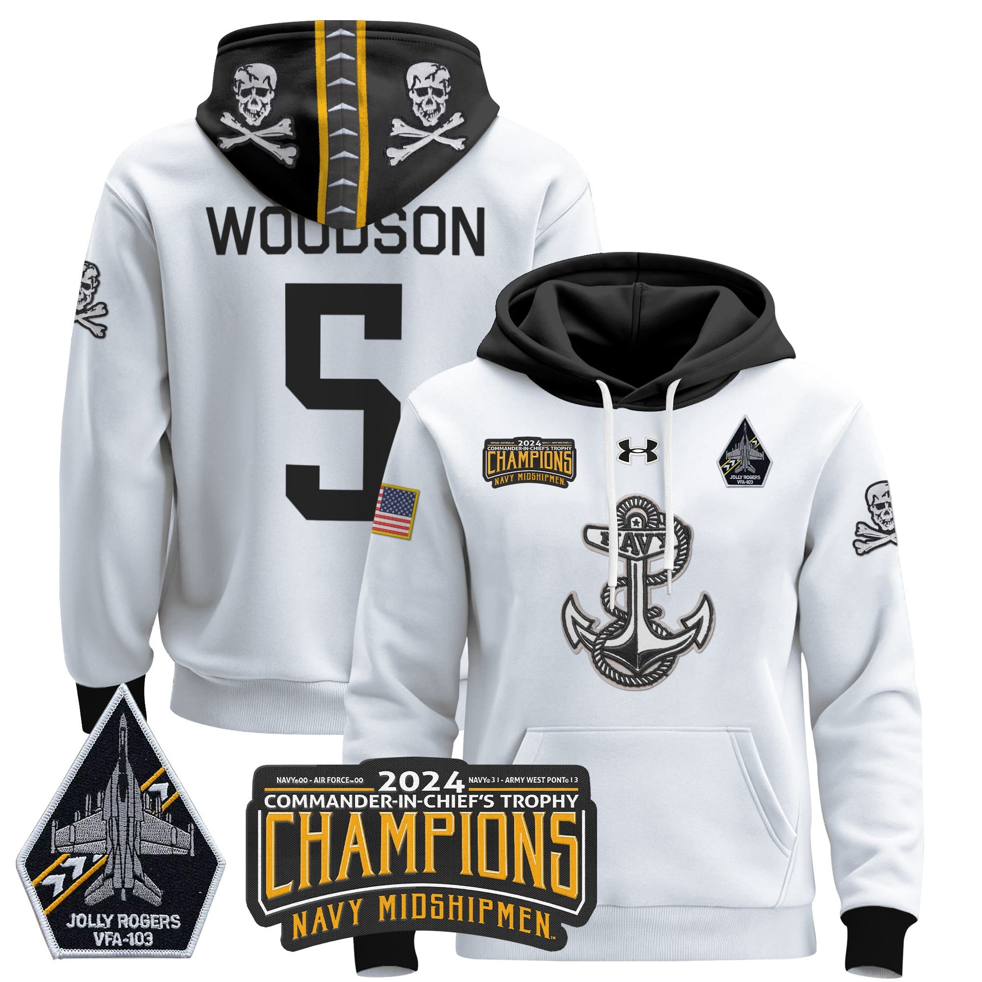 Navy Midshipmen 2024 Commander-In-Chief’s Trophy Champions Patch Pullover Hoodie