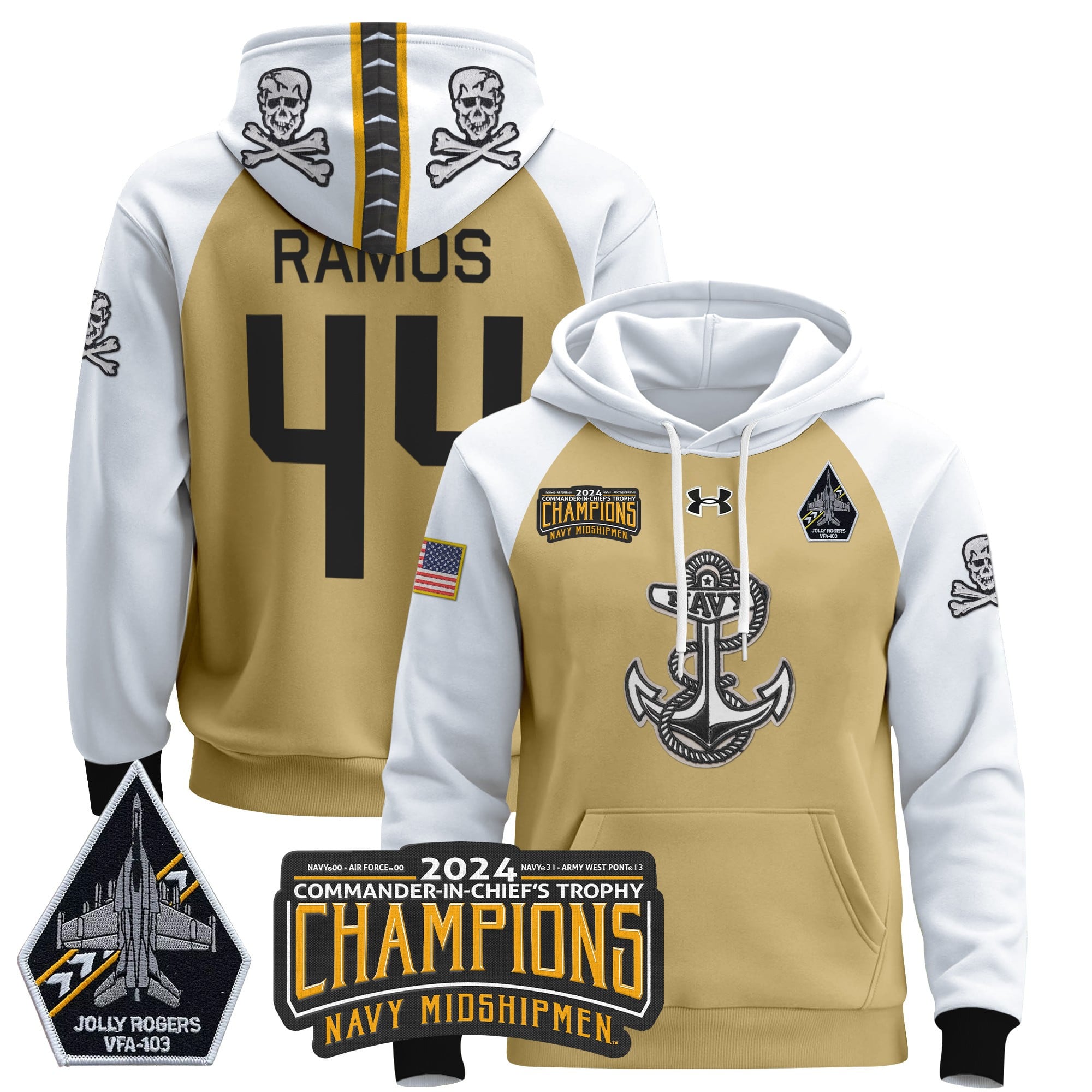 Navy Midshipmen 2024 Commander-In-Chief’s Trophy Champions Patch Pullover Hoodie