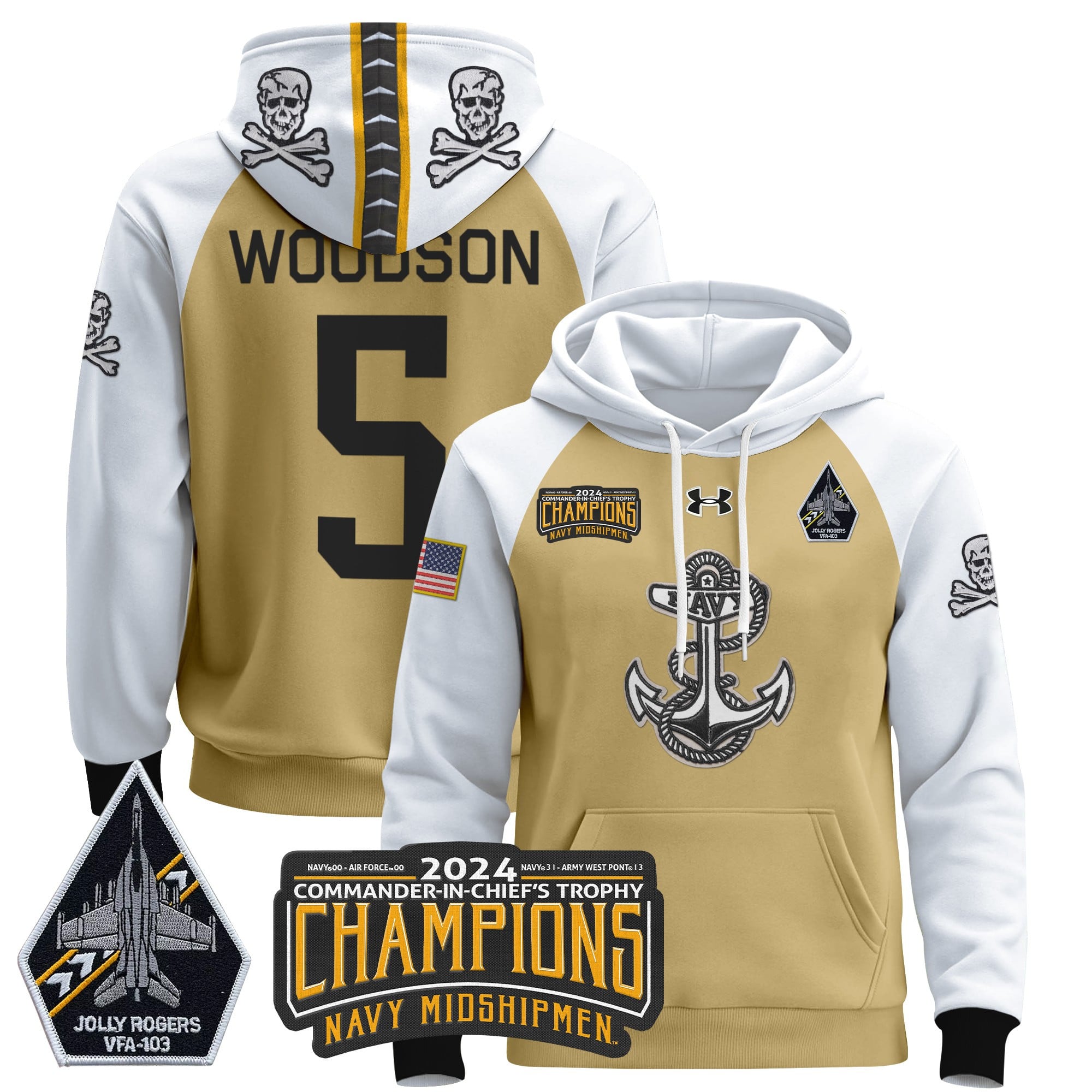 Navy Midshipmen 2024 Commander-In-Chief’s Trophy Champions Patch Pullover Hoodie
