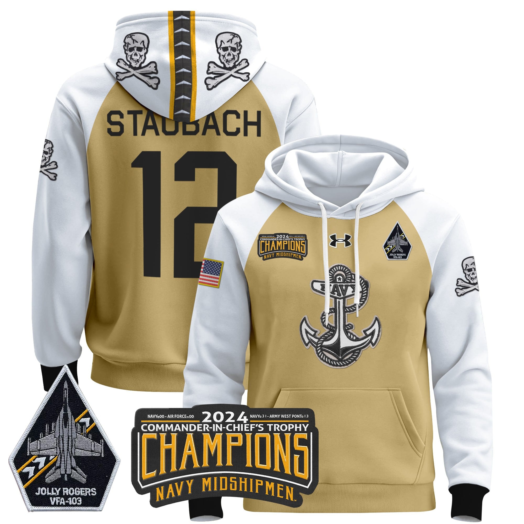 Navy Midshipmen 2024 Commander-In-Chief’s Trophy Champions Patch Pullover Hoodie