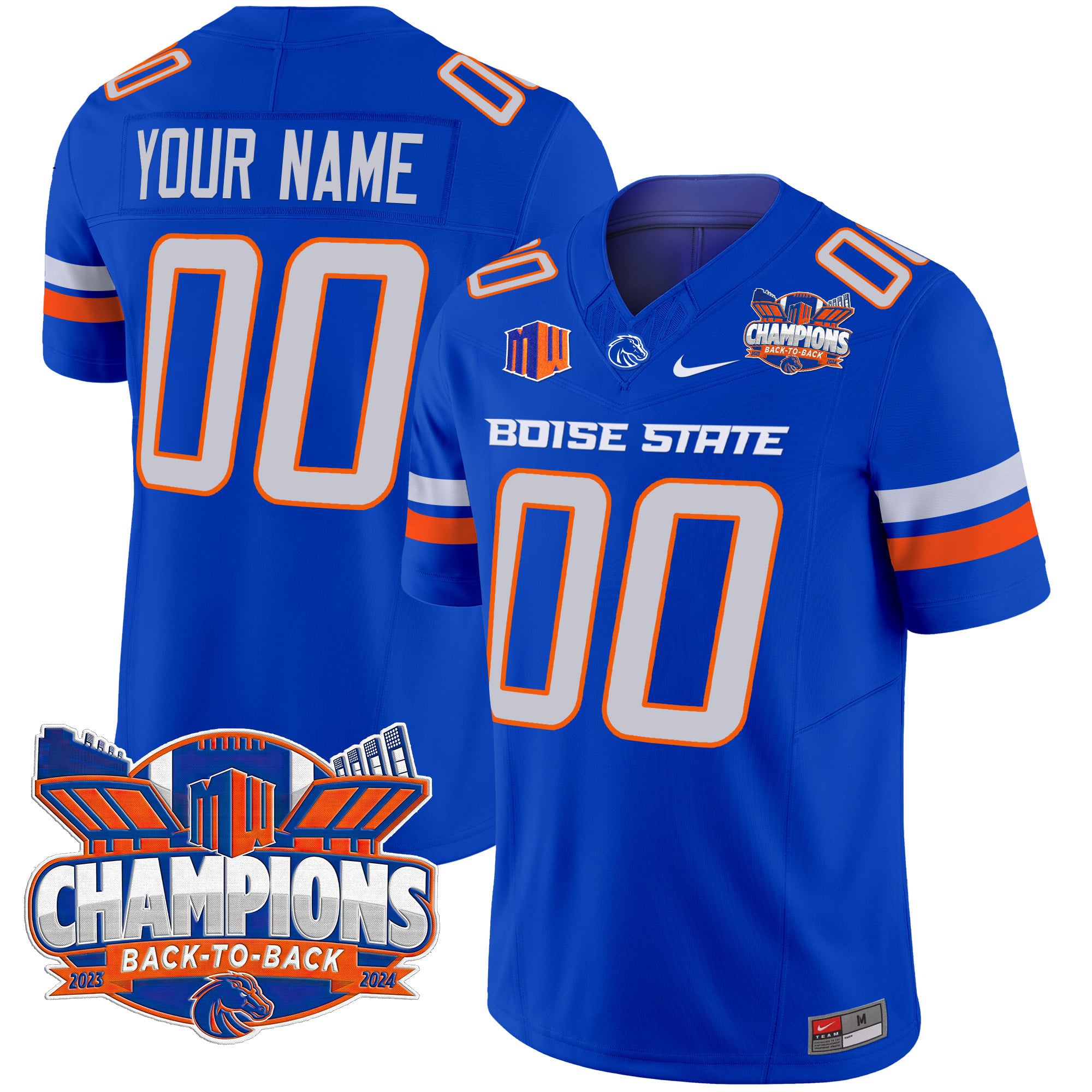 Boise State Broncos 2024 Back To Back Champions Vapor Limited Custom Jersey – All Stitched
