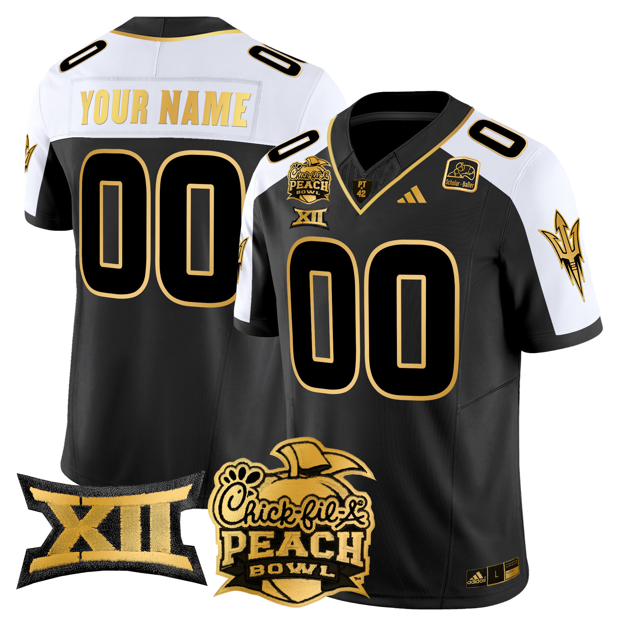 Arizona State Sun Devils 2025 Peach Bowl Gold Vapor Limited Custom Jersey – All Stitched