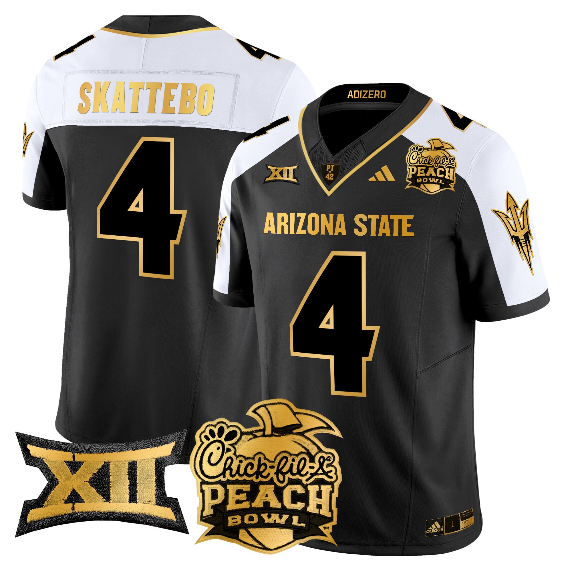 Men’s Arizona State Sun Devils 2025 Peach Bowl Gold Vapor Limited Jersey V2 – All Stitched