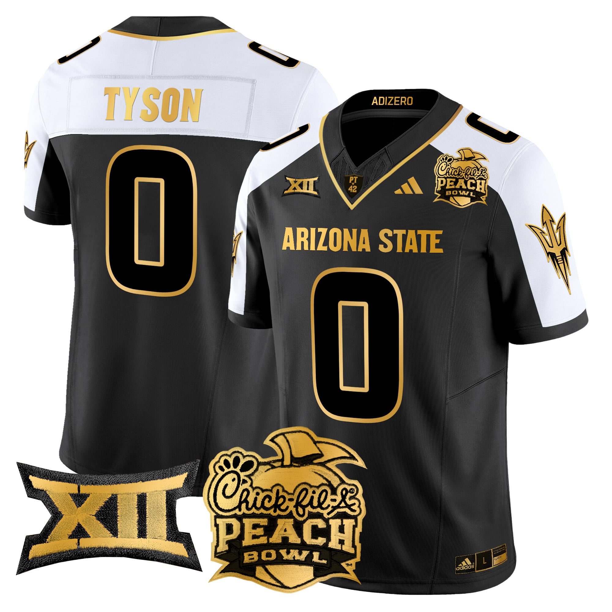 Men’s Arizona State Sun Devils 2025 Peach Bowl Gold Vapor Limited Jersey V2 – All Stitched