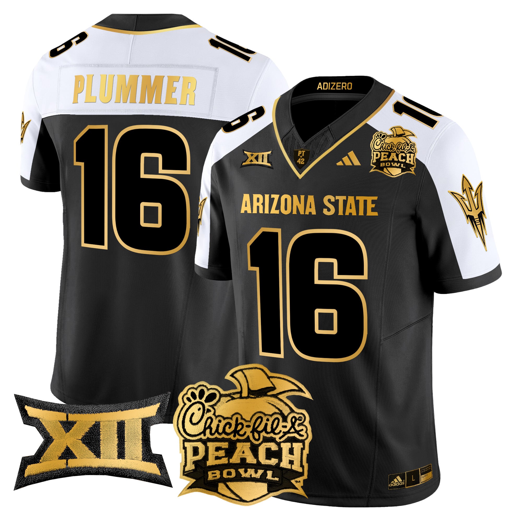 Men’s Arizona State Sun Devils 2025 Peach Bowl Gold Vapor Limited Jersey V2 – All Stitched