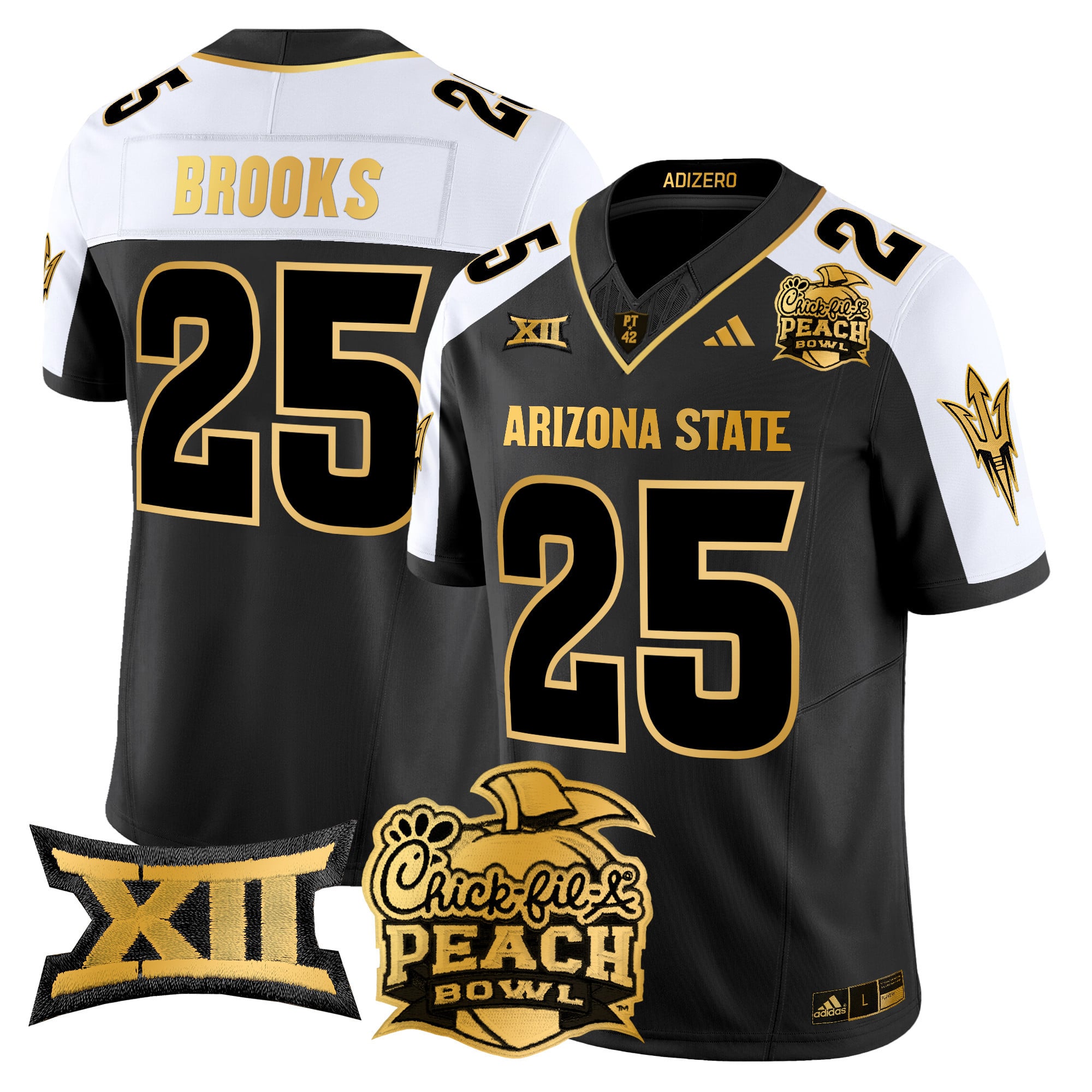 Men’s Arizona State Sun Devils 2025 Peach Bowl Gold Vapor Limited Jersey V2 – All Stitched