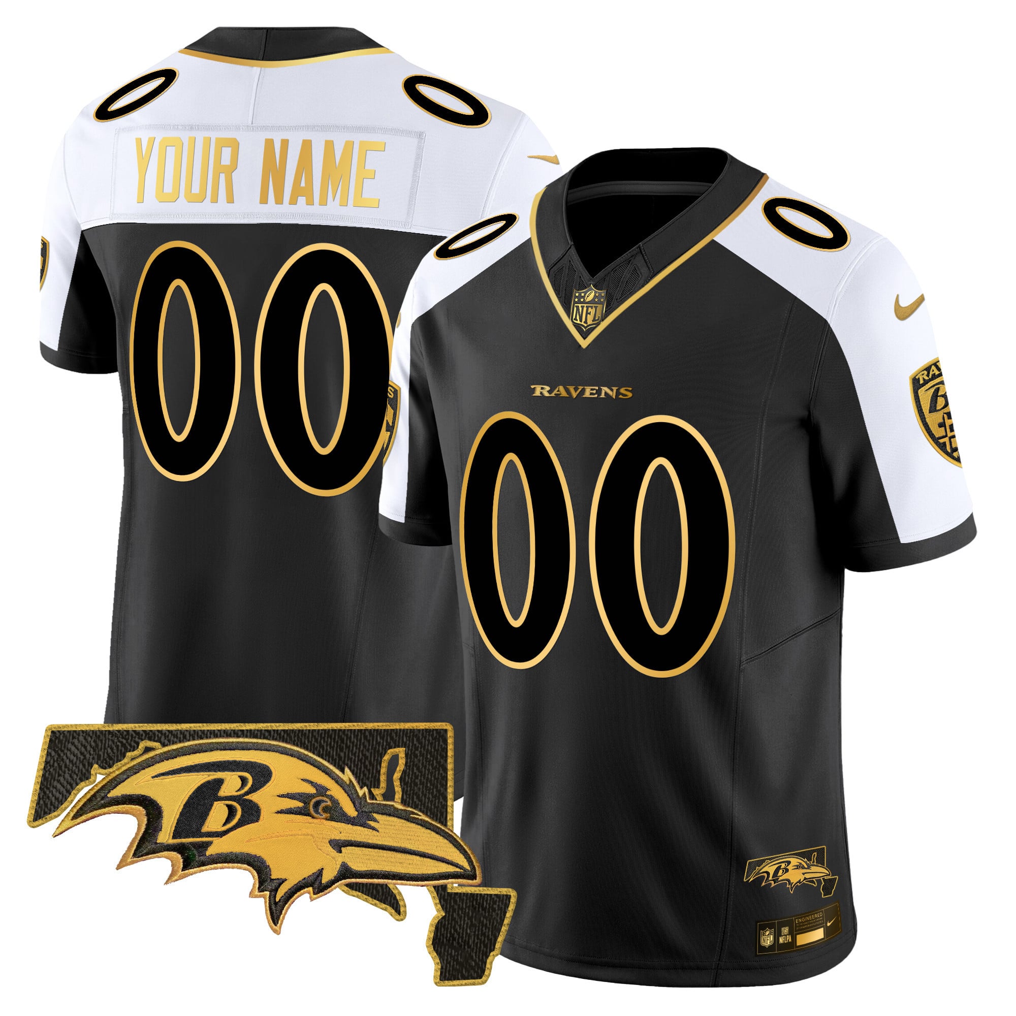 Ravens 2024 Gold Vapor Limited Custom Jersey – All Stitched