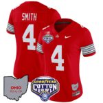 Women’s Ohio State Buckeyes ‘Heritage Stripe’ Cotton Bowl Patch Vapor Limited Jersey – All Stitched