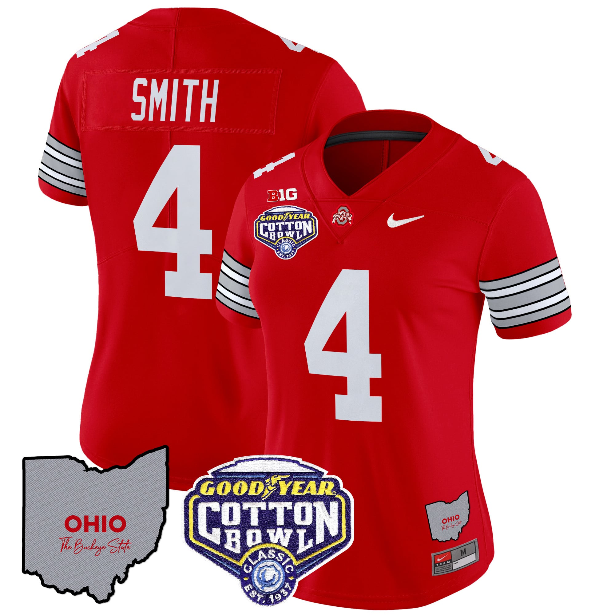 Women’s Ohio State Buckeyes ‘Heritage Stripe’ Cotton Bowl Patch Vapor Limited Jersey – All Stitched