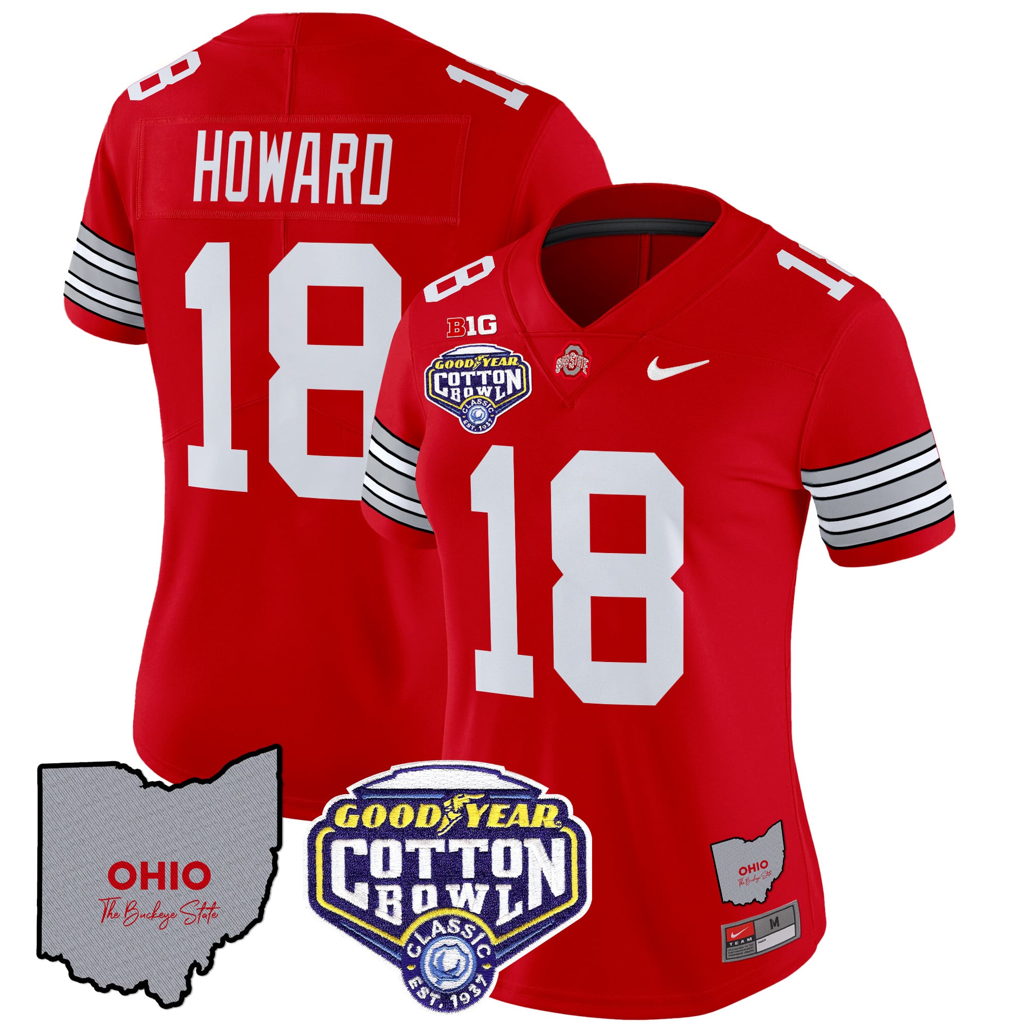 Women’s Ohio State Buckeyes ‘Heritage Stripe’ Cotton Bowl Patch Vapor Limited Jersey – All Stitched