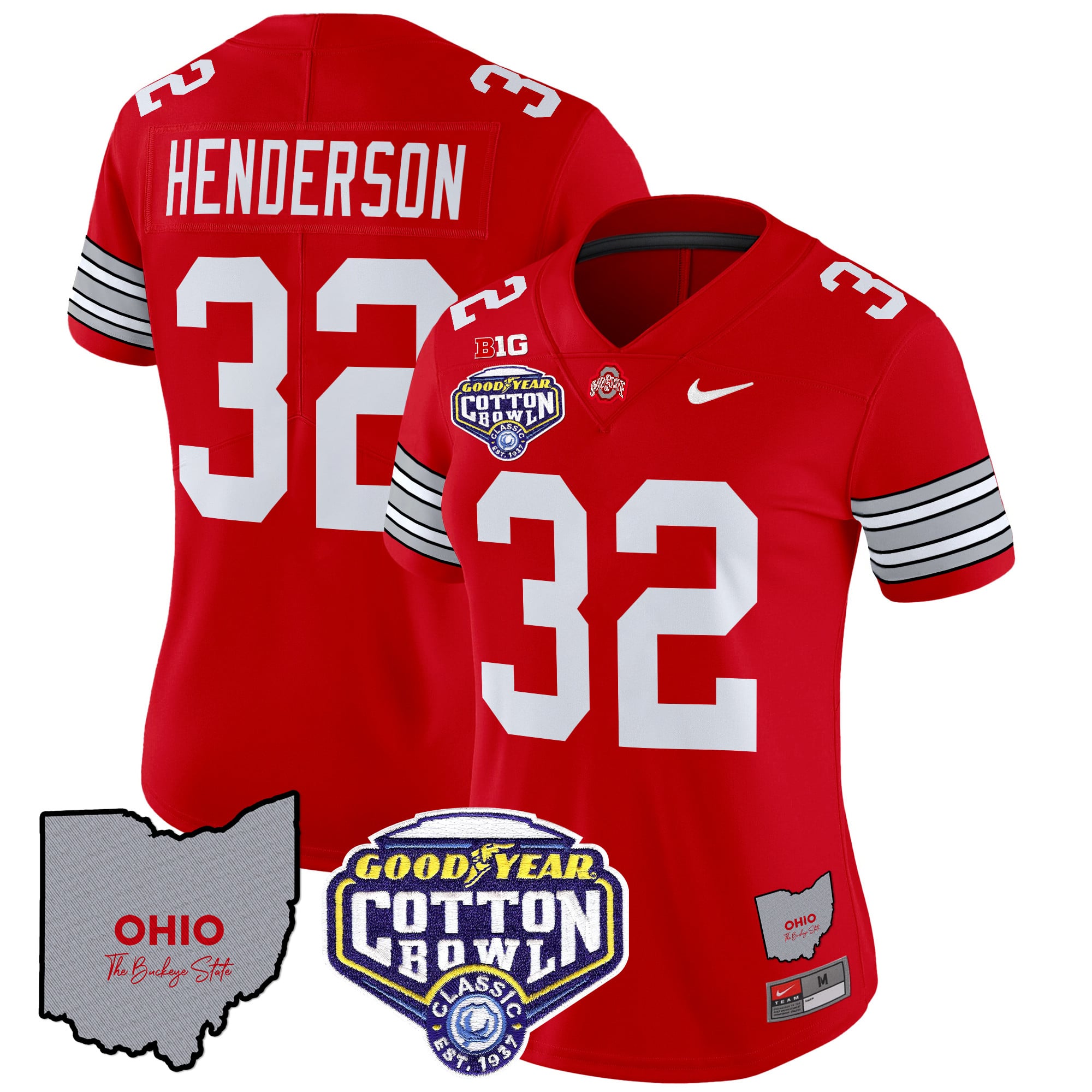 Women’s Ohio State Buckeyes ‘Heritage Stripe’ Cotton Bowl Patch Vapor Limited Jersey – All Stitched