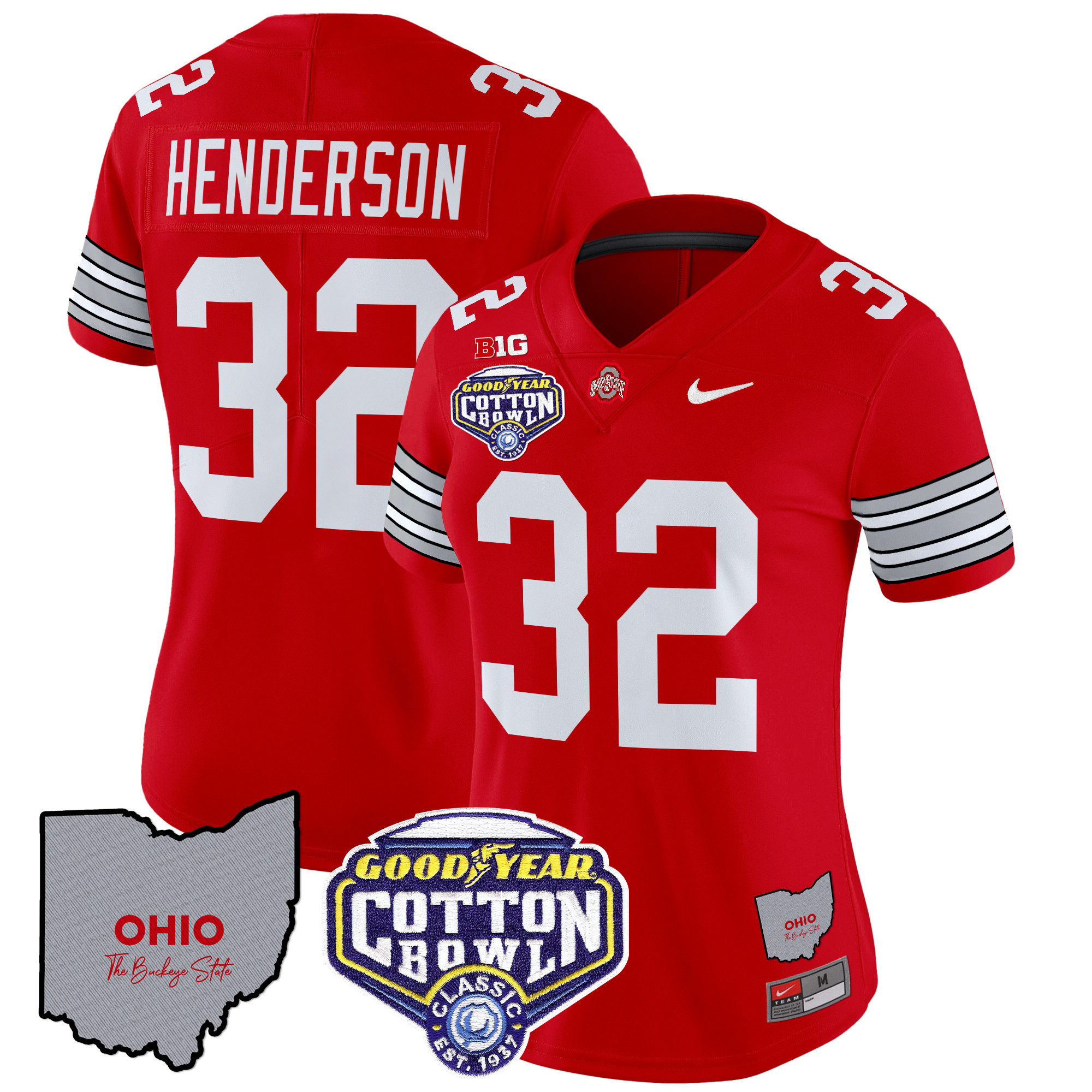 Women’s Ohio State Buckeyes ‘Heritage Stripe’ Cotton Bowl Patch Vapor Limited Jersey – All Stitched