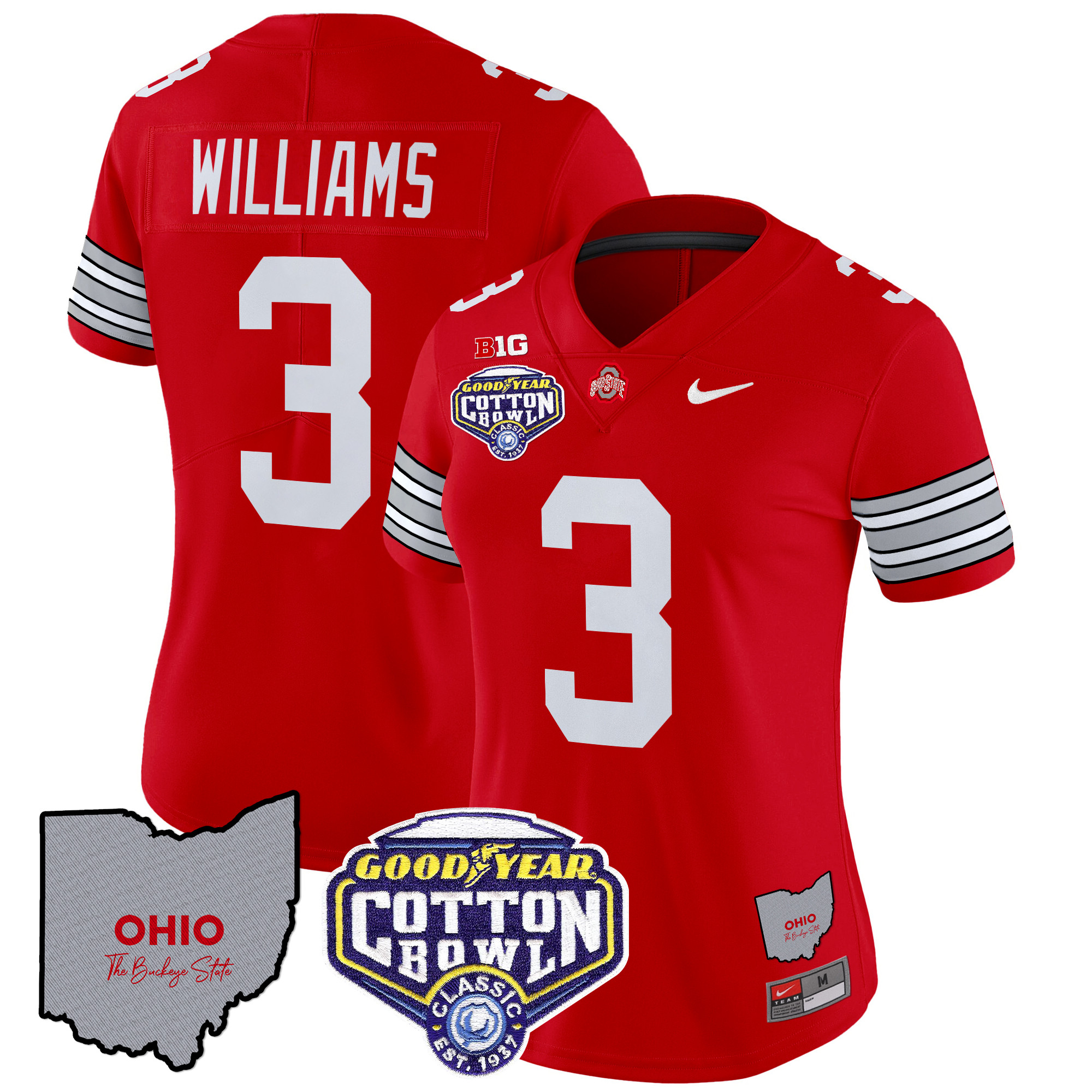 Women’s Ohio State Buckeyes ‘Heritage Stripe’ Cotton Bowl Patch Vapor Limited Jersey – All Stitched