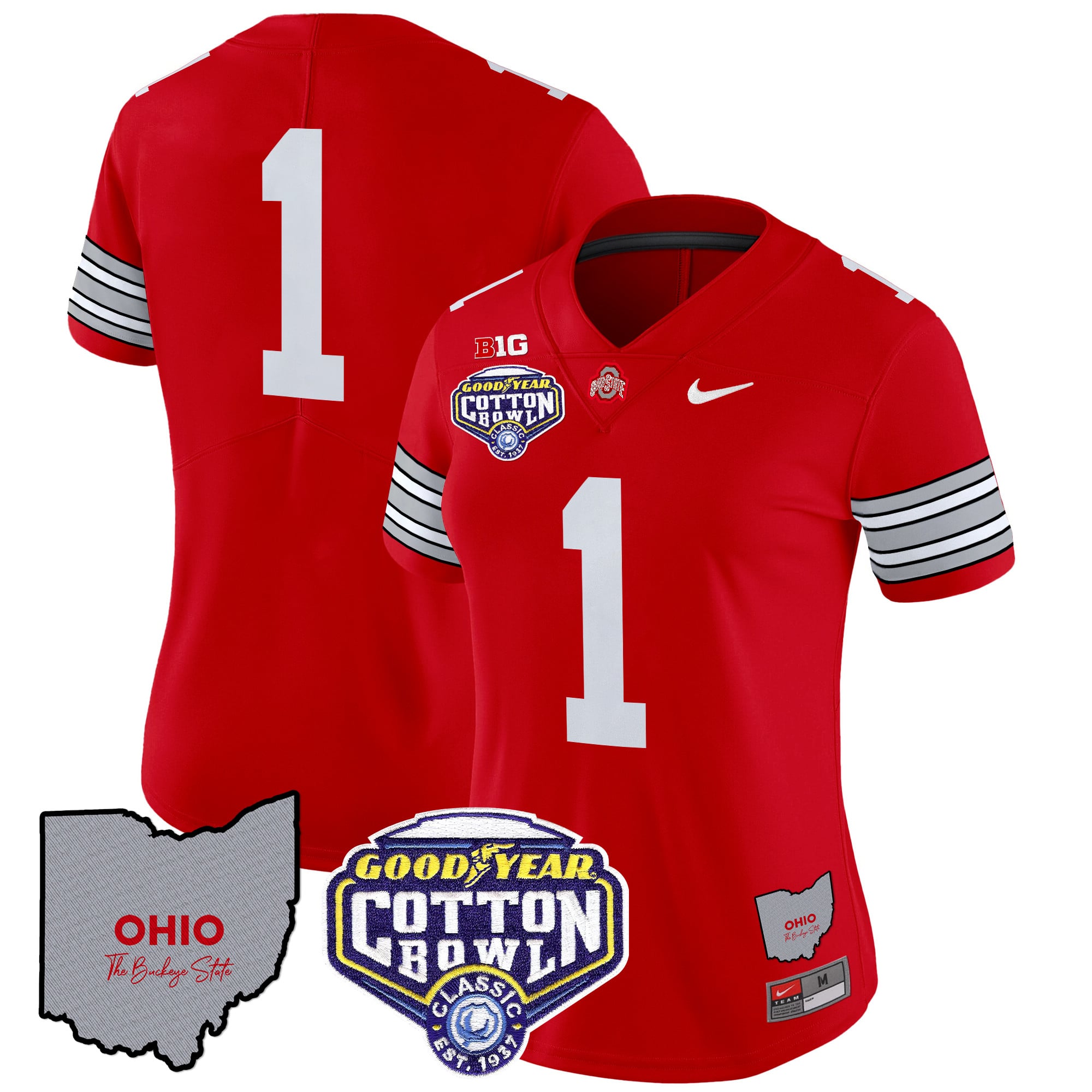 Women’s Ohio State Buckeyes ‘Heritage Stripe’ Cotton Bowl Patch Vapor Limited Jersey – All Stitched