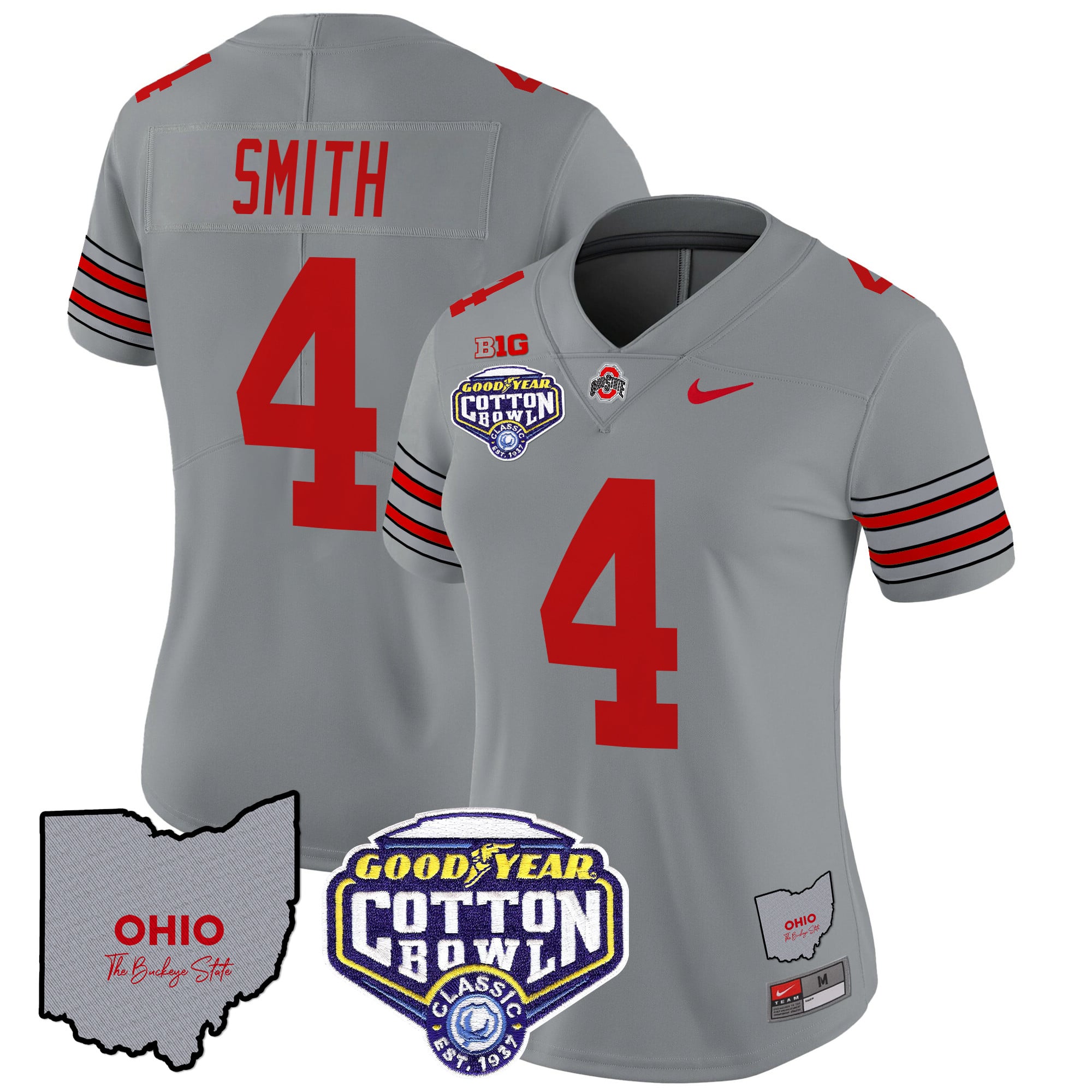 Women’s Ohio State Buckeyes ‘Heritage Stripe’ Cotton Bowl Patch Vapor Limited Jersey – All Stitched