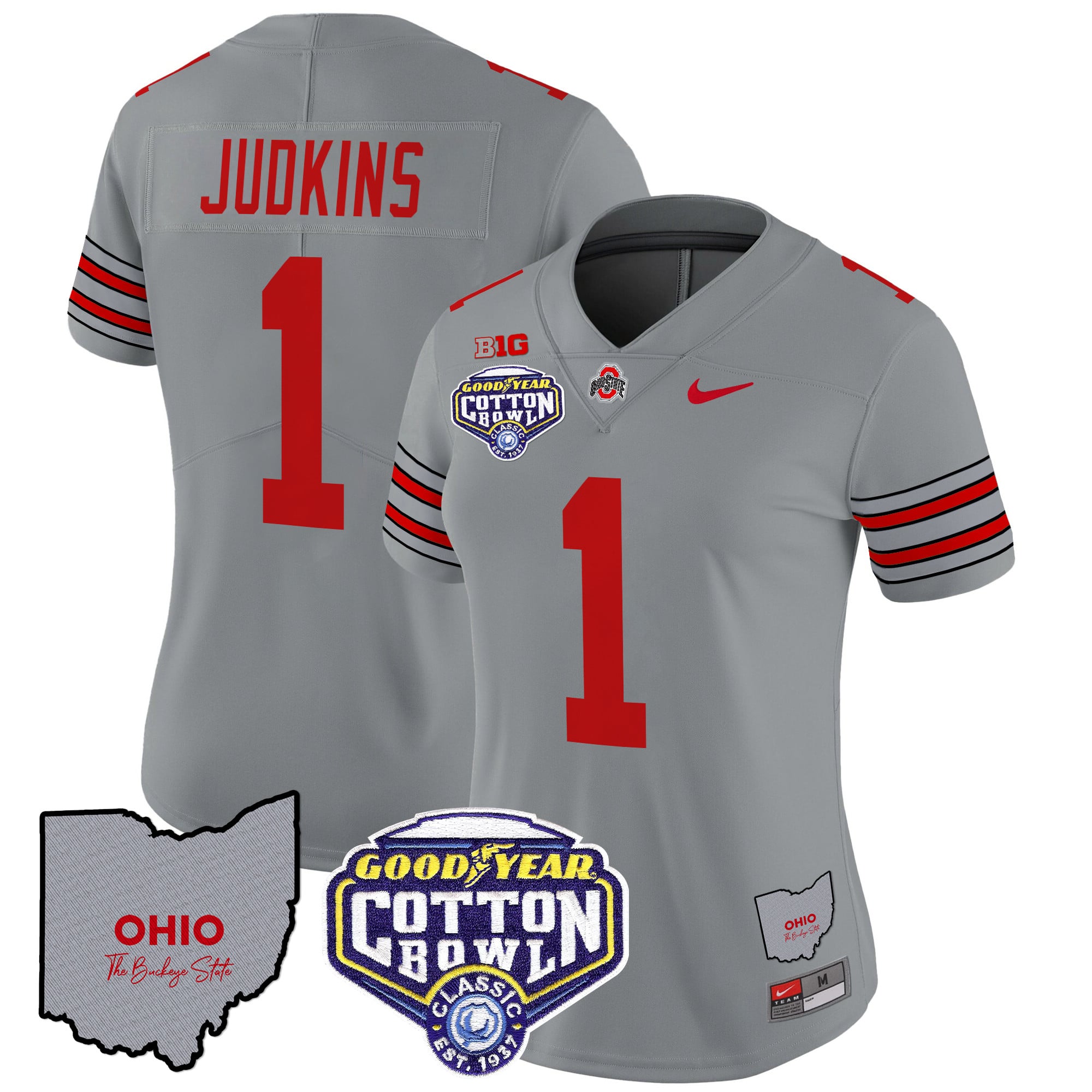 Women’s Ohio State Buckeyes ‘Heritage Stripe’ Cotton Bowl Patch Vapor Limited Jersey – All Stitched