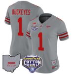 Women’s Ohio State Buckeyes ‘Heritage Stripe’ Cotton Bowl Patch Vapor Limited Jersey – All Stitched