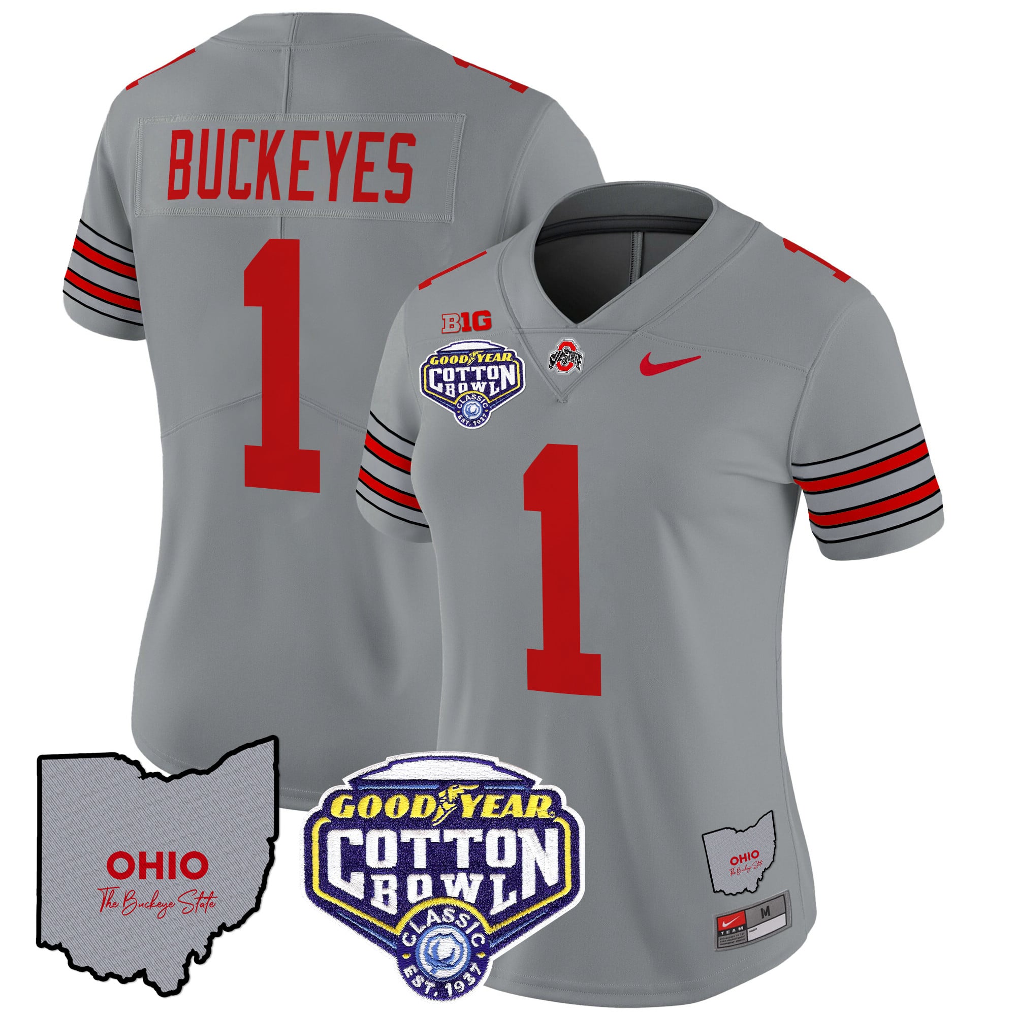 Women’s Ohio State Buckeyes ‘Heritage Stripe’ Cotton Bowl Patch Vapor Limited Jersey – All Stitched