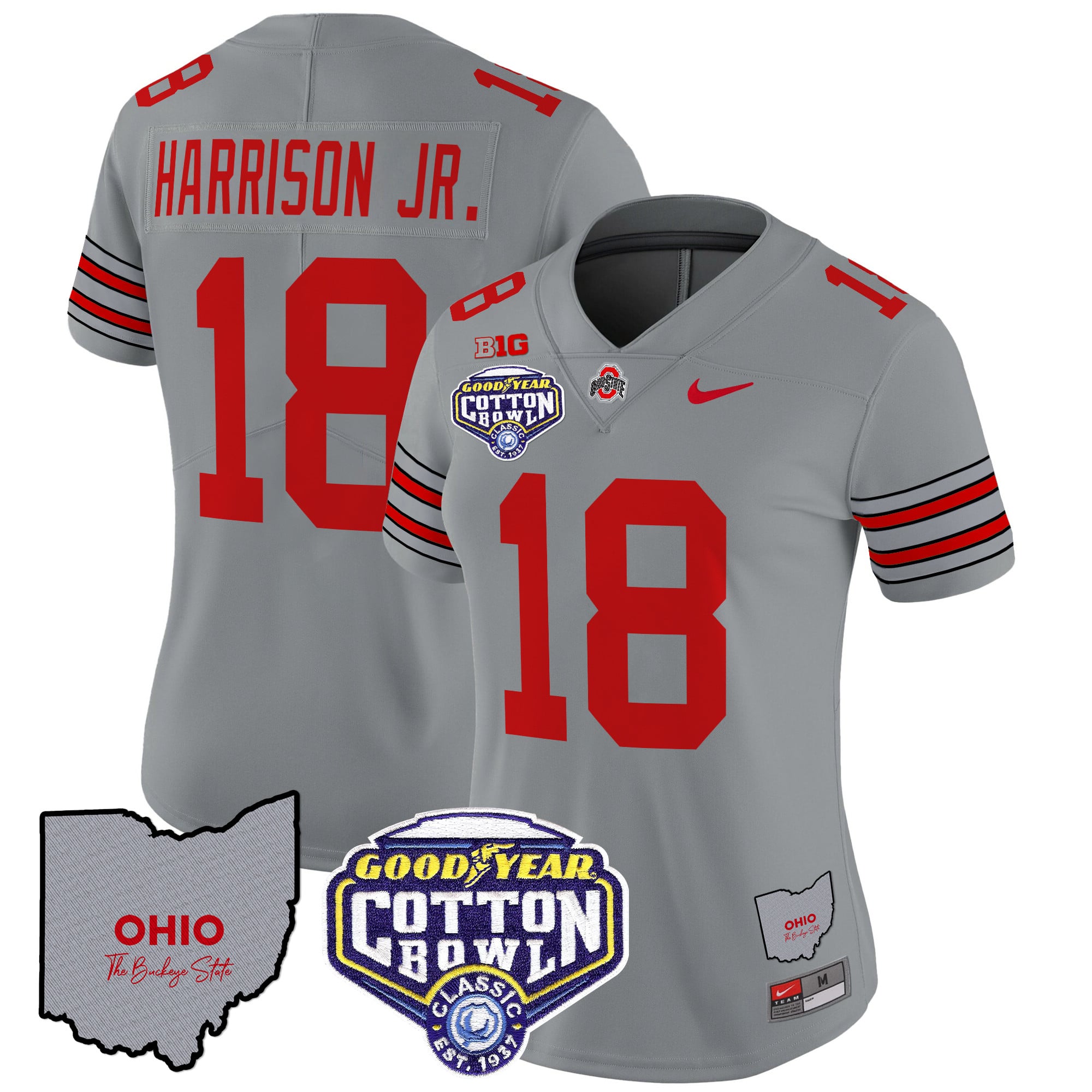Women’s Ohio State Buckeyes ‘Heritage Stripe’ Cotton Bowl Patch Vapor Limited Jersey – All Stitched