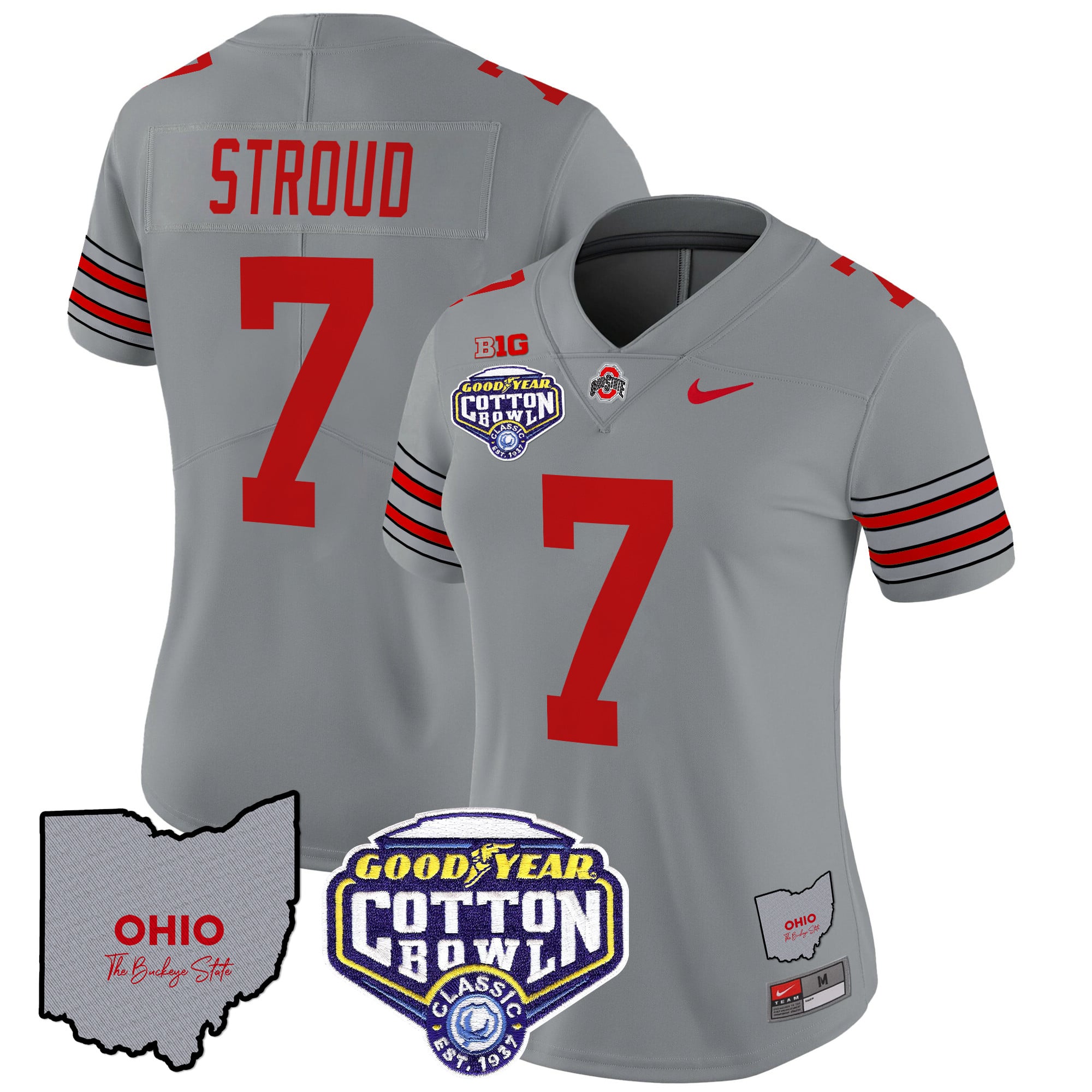 Women’s Ohio State Buckeyes ‘Heritage Stripe’ Cotton Bowl Patch Vapor Limited Jersey – All Stitched