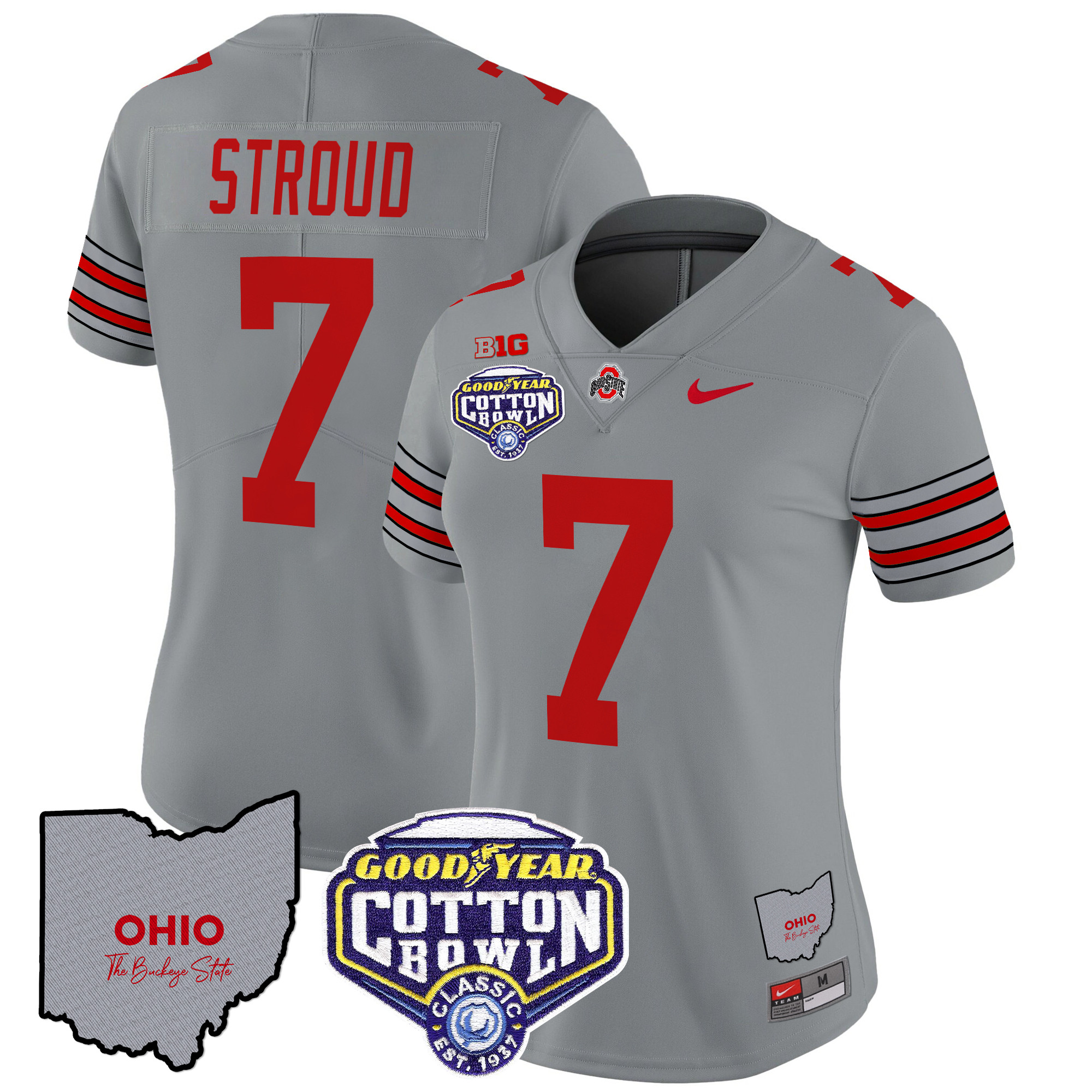Women’s Ohio State Buckeyes ‘Heritage Stripe’ Cotton Bowl Patch Vapor Limited Jersey – All Stitched