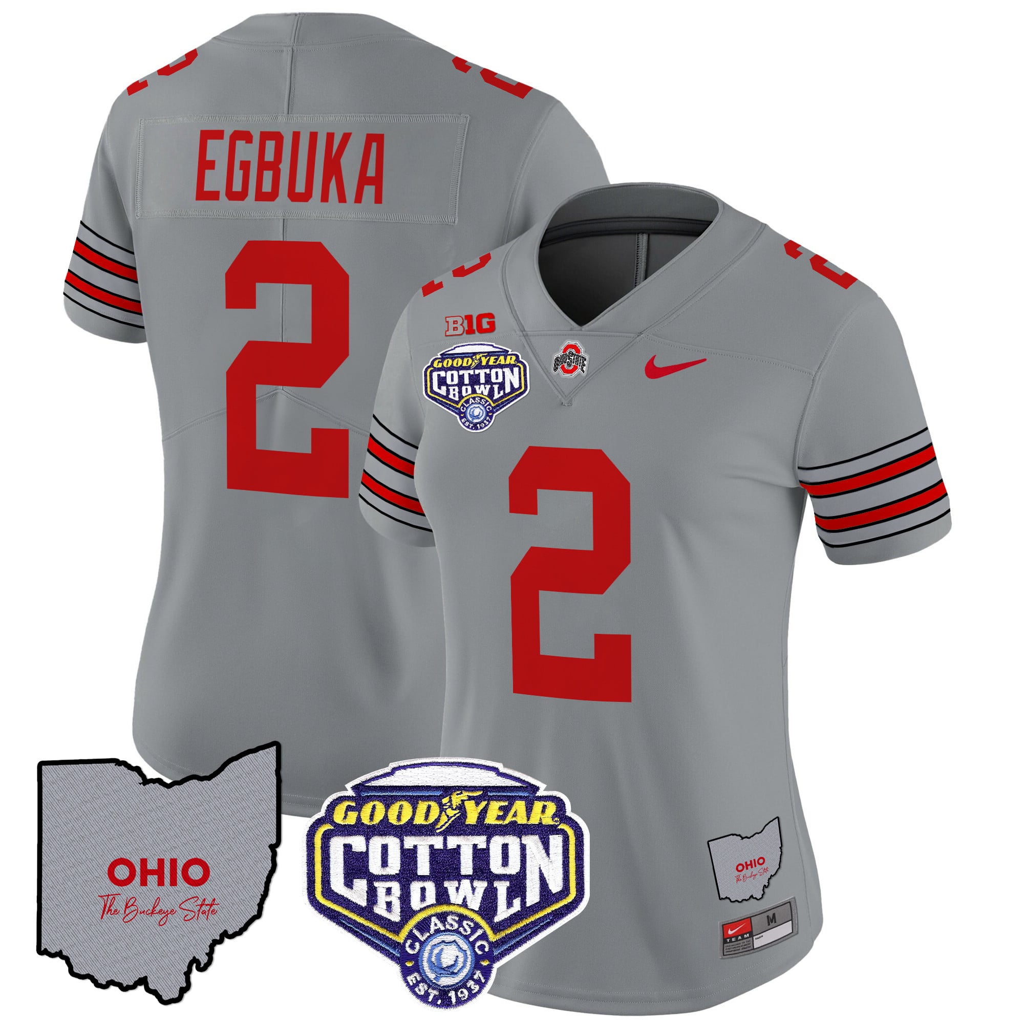 Women’s Ohio State Buckeyes ‘Heritage Stripe’ Cotton Bowl Patch Vapor Limited Jersey – All Stitched