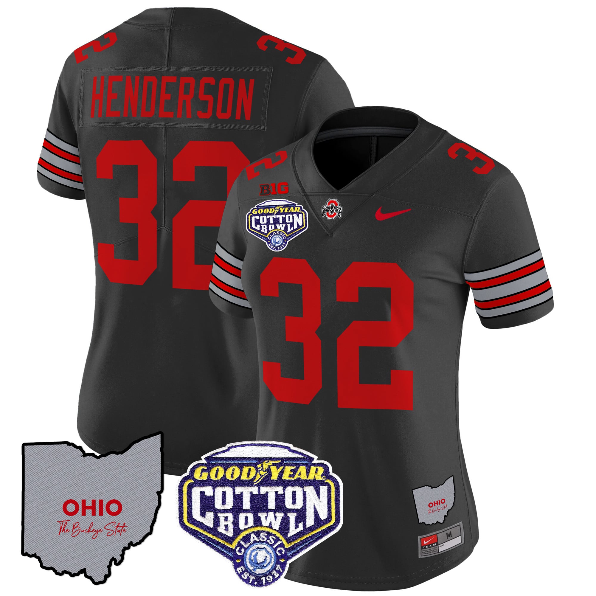 Women’s Ohio State Buckeyes ‘Heritage Stripe’ Cotton Bowl Patch Vapor Limited Jersey – All Stitched